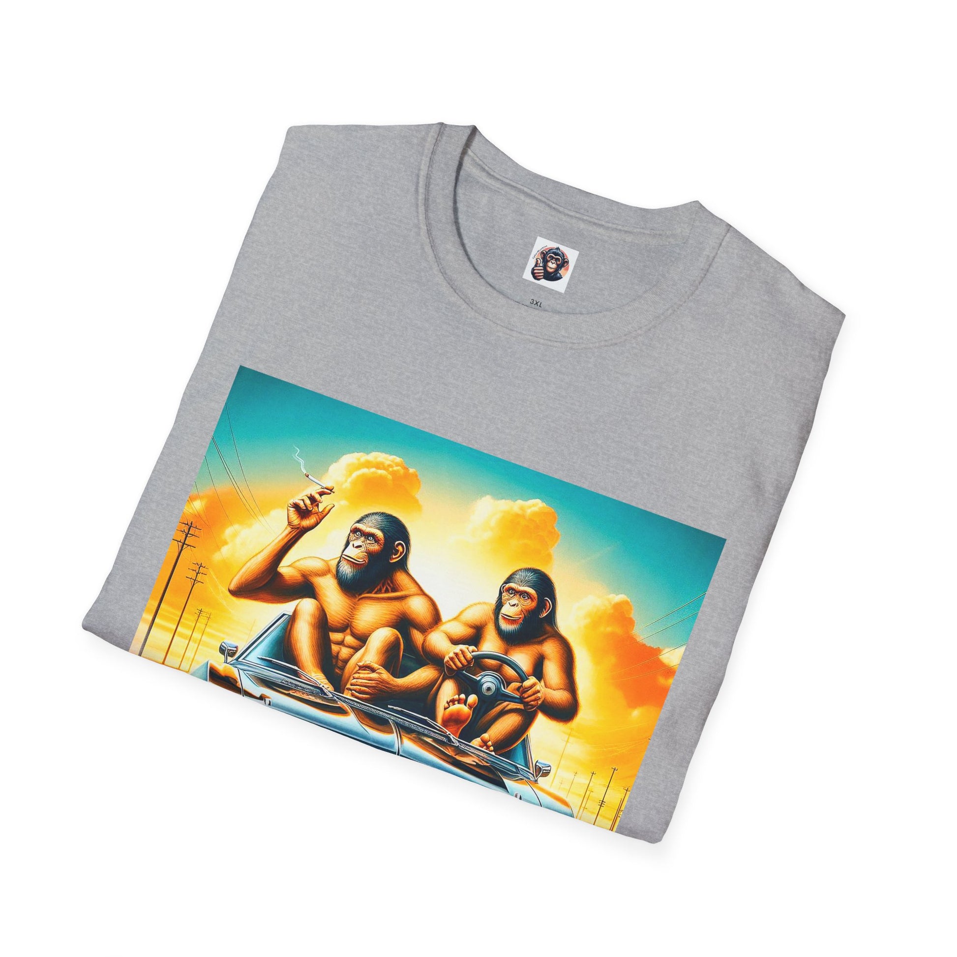 Wacky Homo Sapiens driving T-Shirt Printify