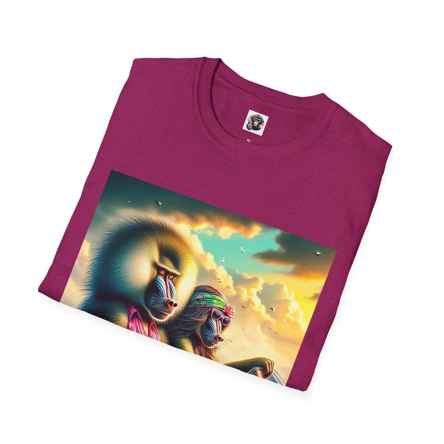 Wacky Baboon Couple Driving T Shirt Fun Wildlife Animal Car Theme Graphic Tee Cotton Crew Neck Unisex For Men Women by Printify