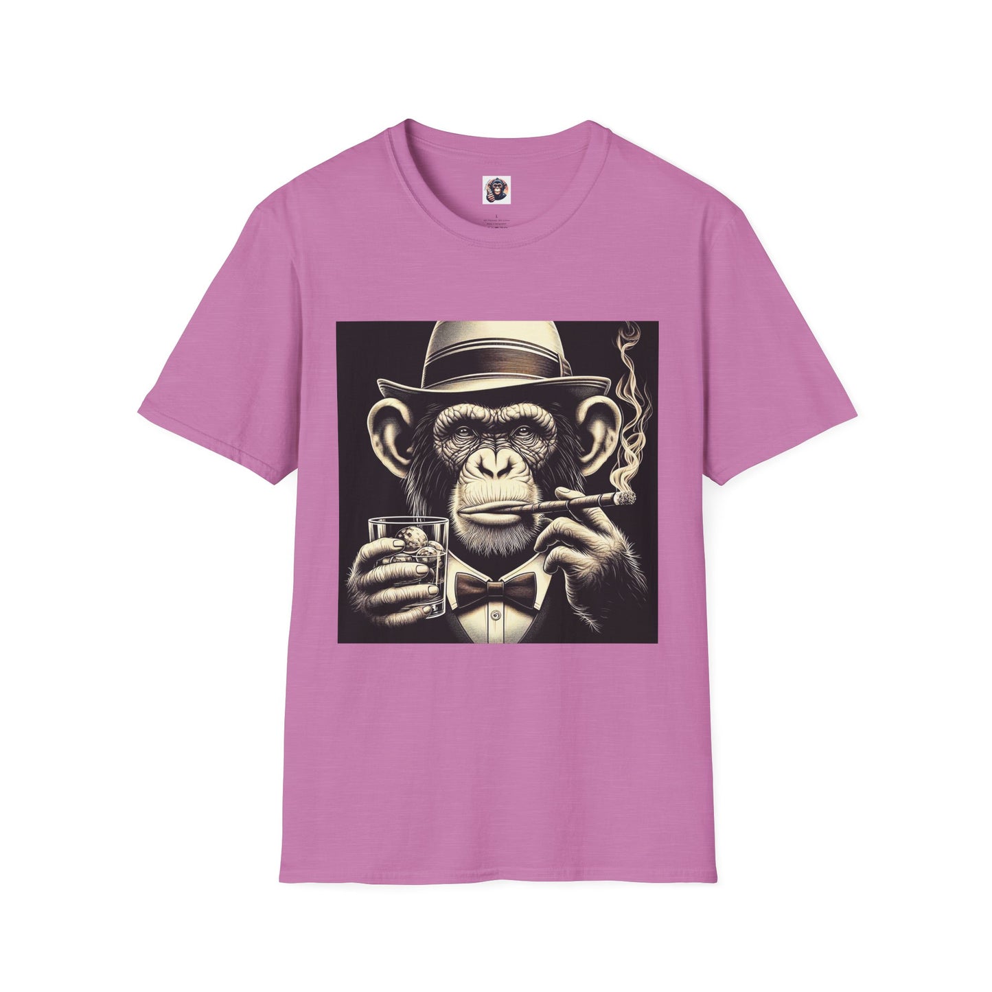 Chimp drink and smoke T-Shirt Printify S Heather Radiant Orchid