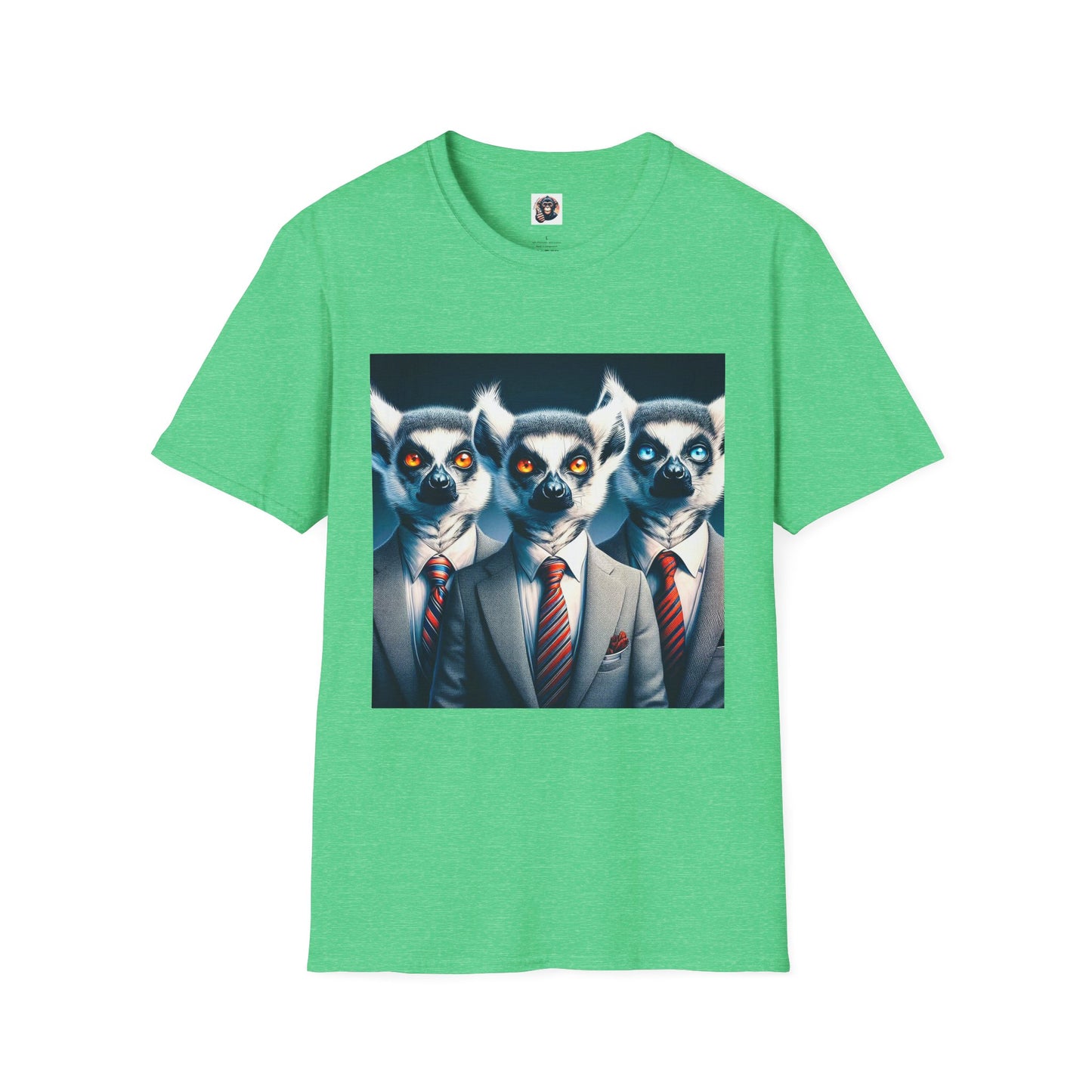 Lemurs business man T-Shirt Printify S Heather Irish Green