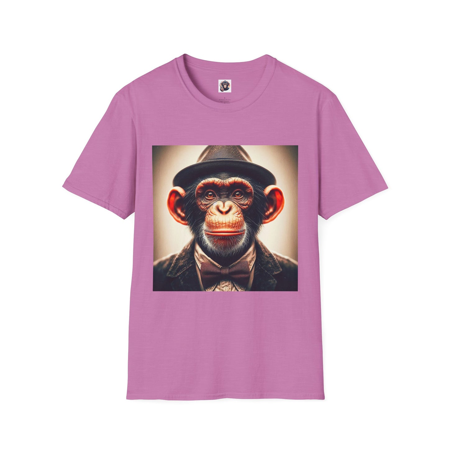 Chimp hat and tie T-Shirt Printify S Heather Radiant Orchid