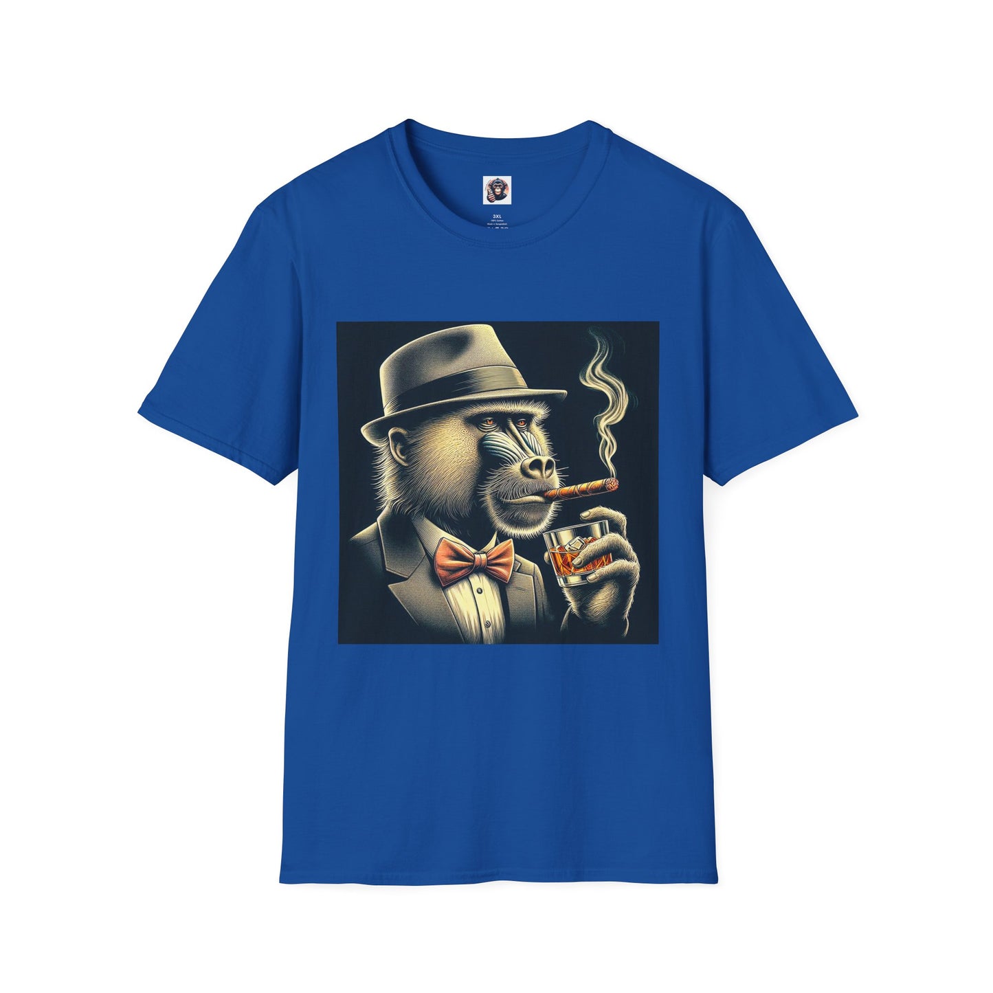 Baboon cigar smoking T-Shirt Printify XS Royal