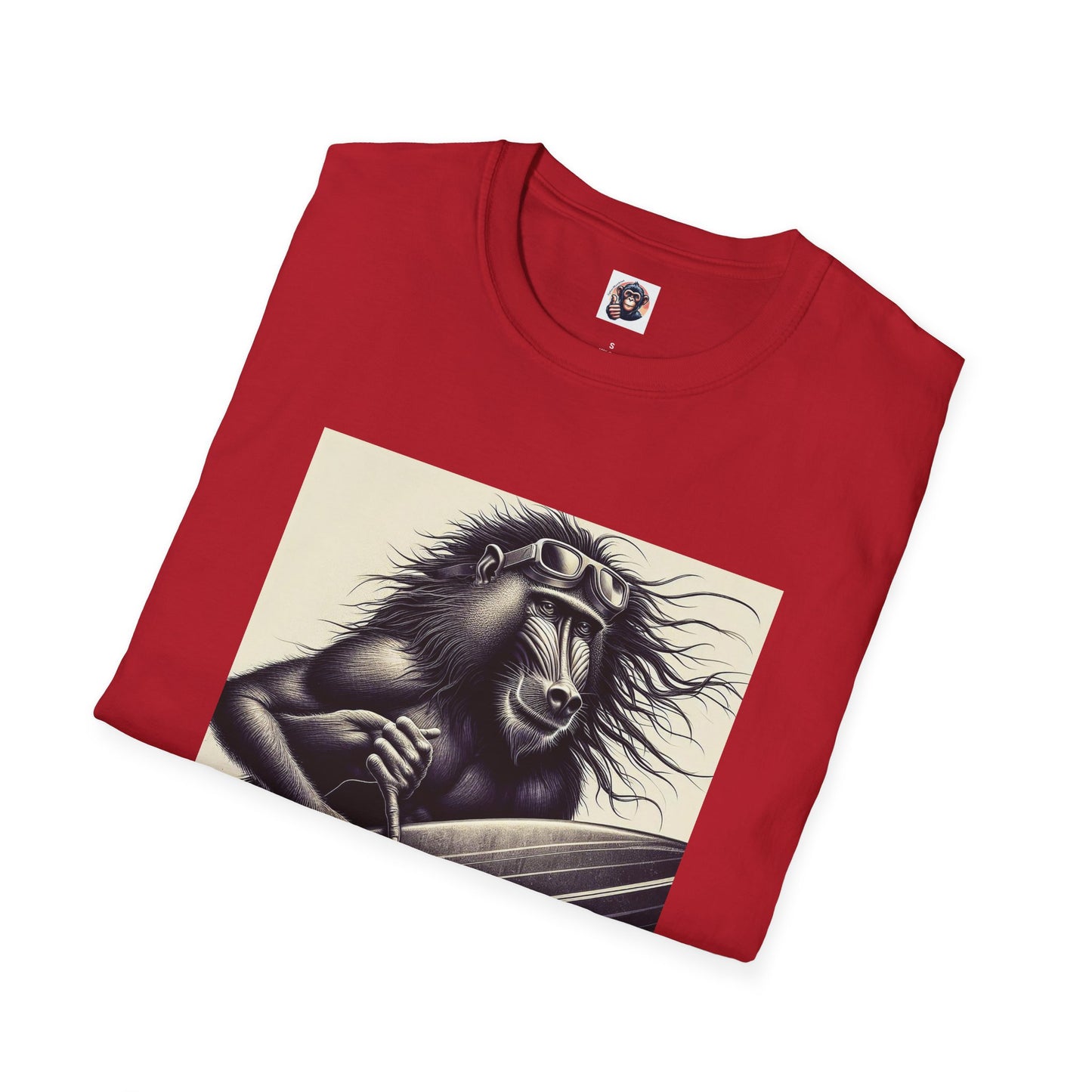 Baboon black and white surfer