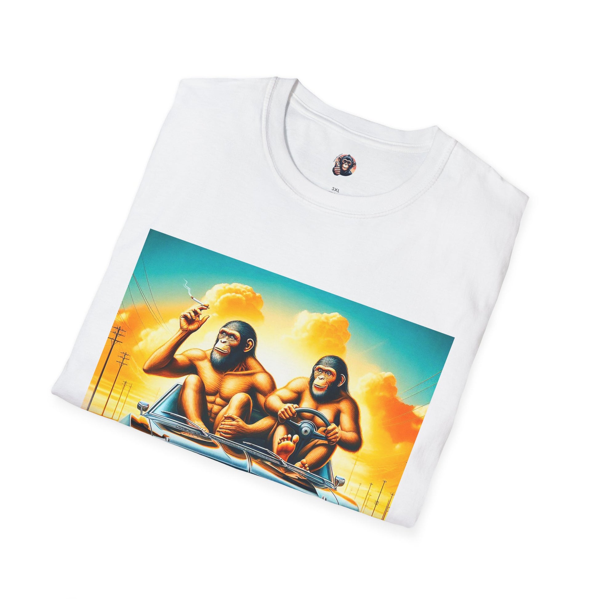 Wacky Homo Sapiens driving T-Shirt Printify