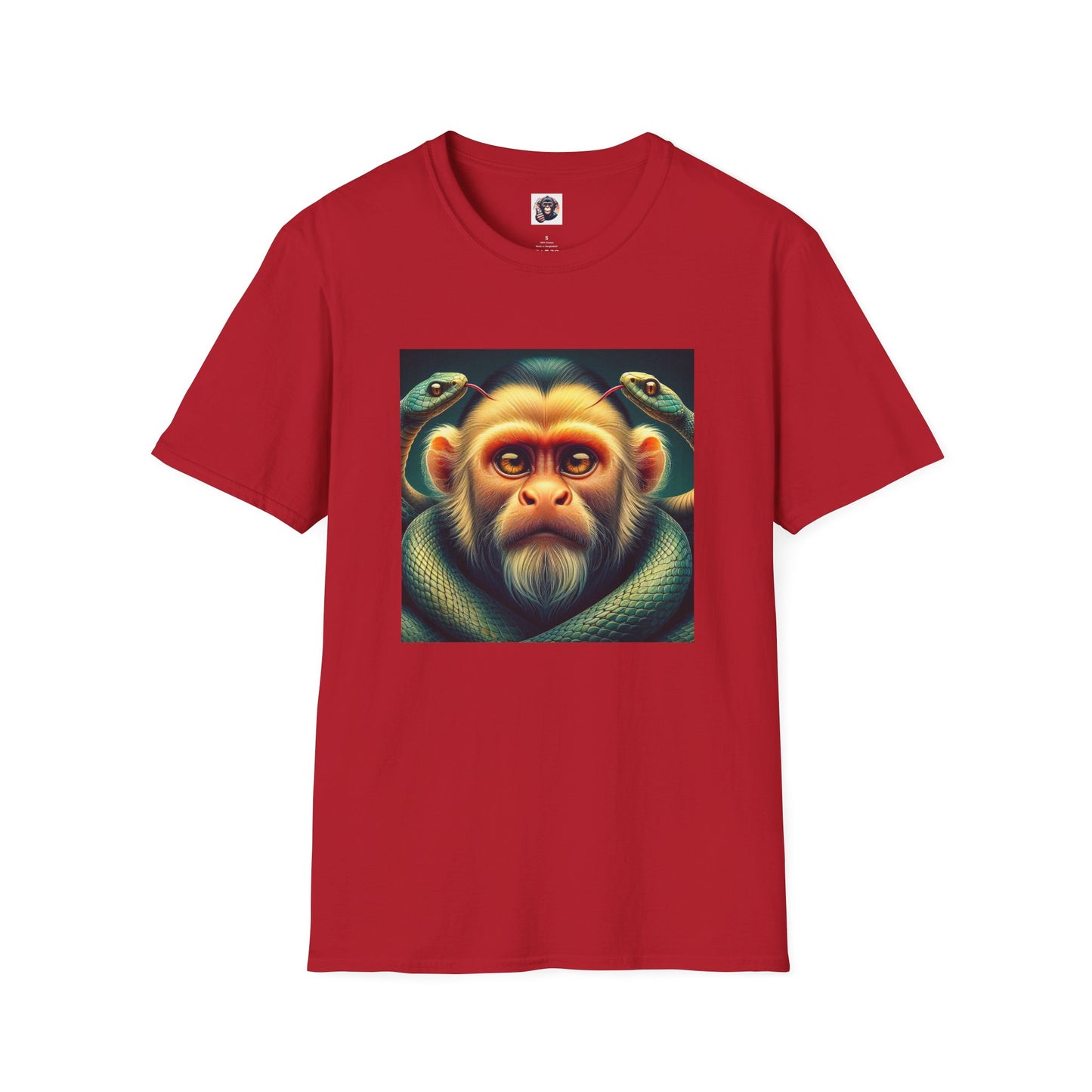Capuchin Monkey scary snakes shirt T-Shirt Printify S Cherry Red