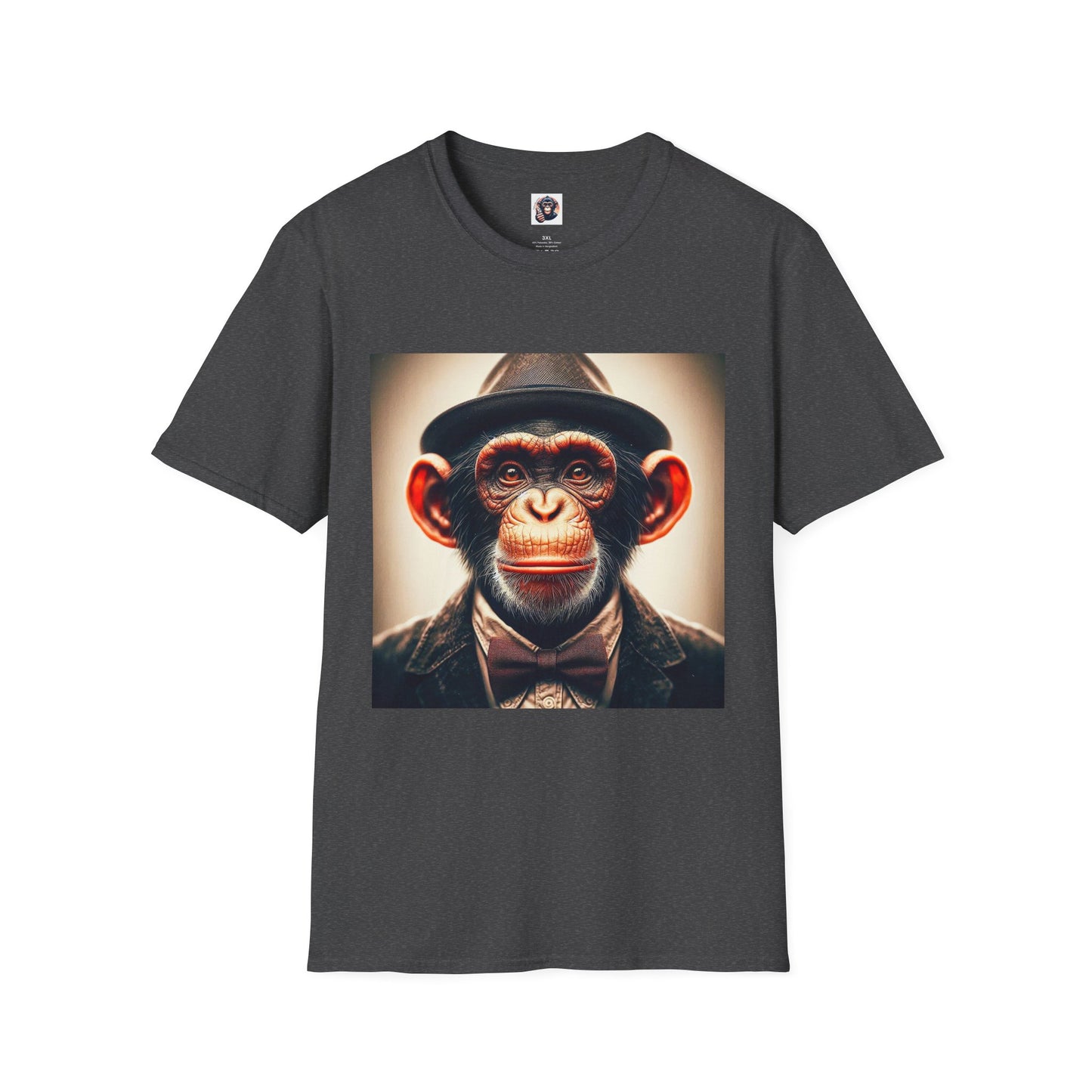 Chimp hat and tie T-Shirt Printify XS Dark Heather