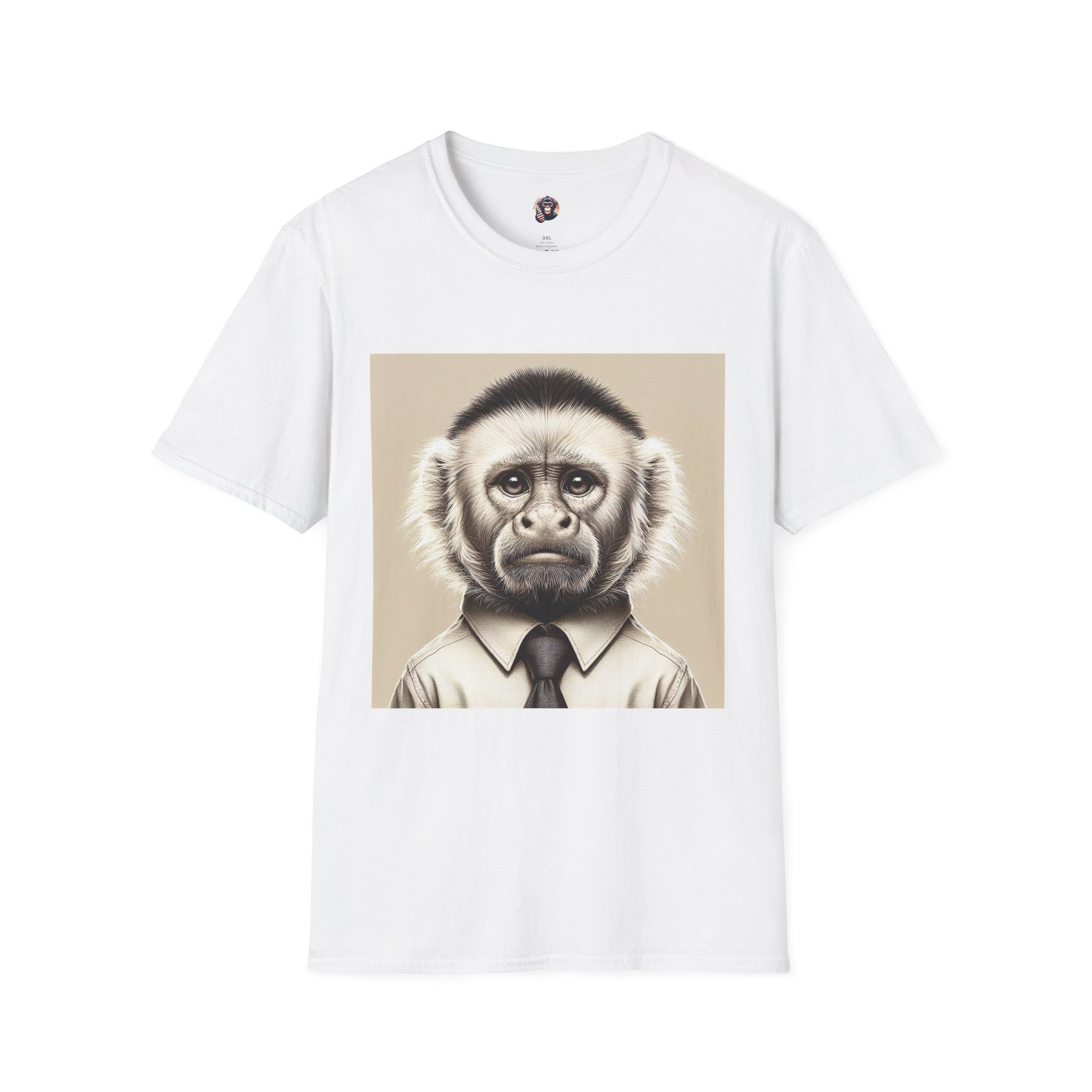 Capuchin Monkey business man T-Shirt Printify S White
