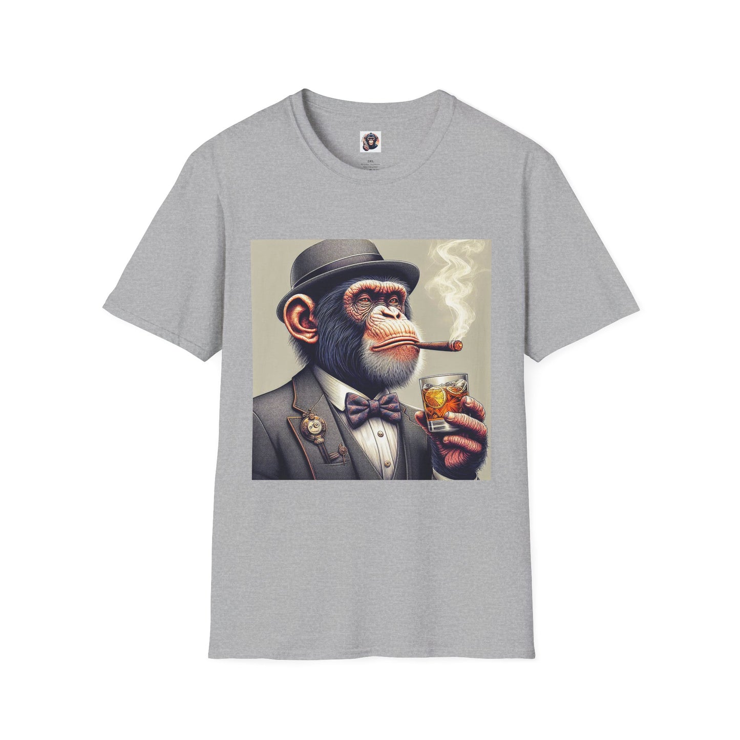 Chimp smoking shirt T-Shirt Printify XS Sport Grey