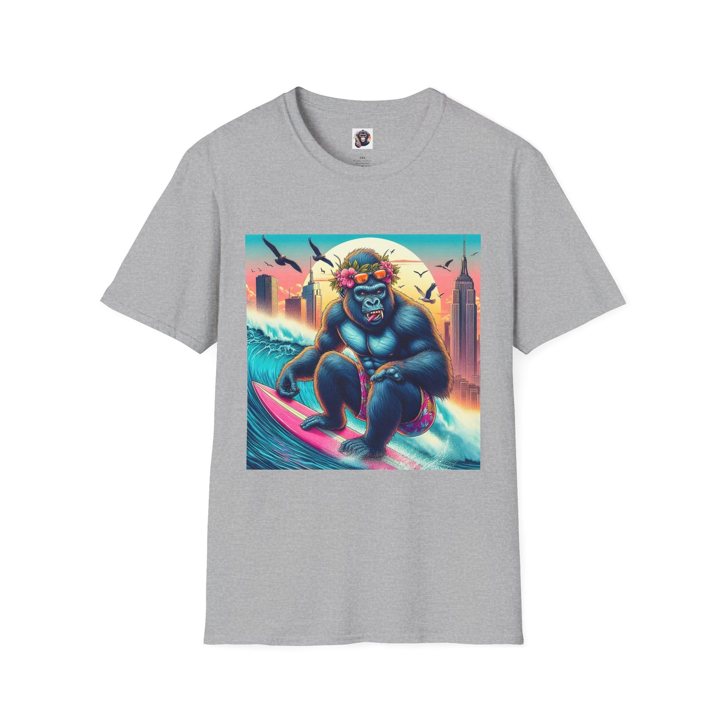 Gorilla pretty surfer T-Shirt Printify XS Sport Grey