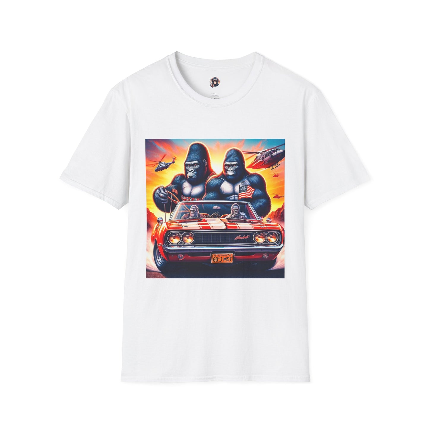 Gorilla red car T-Shirt Printify S White
