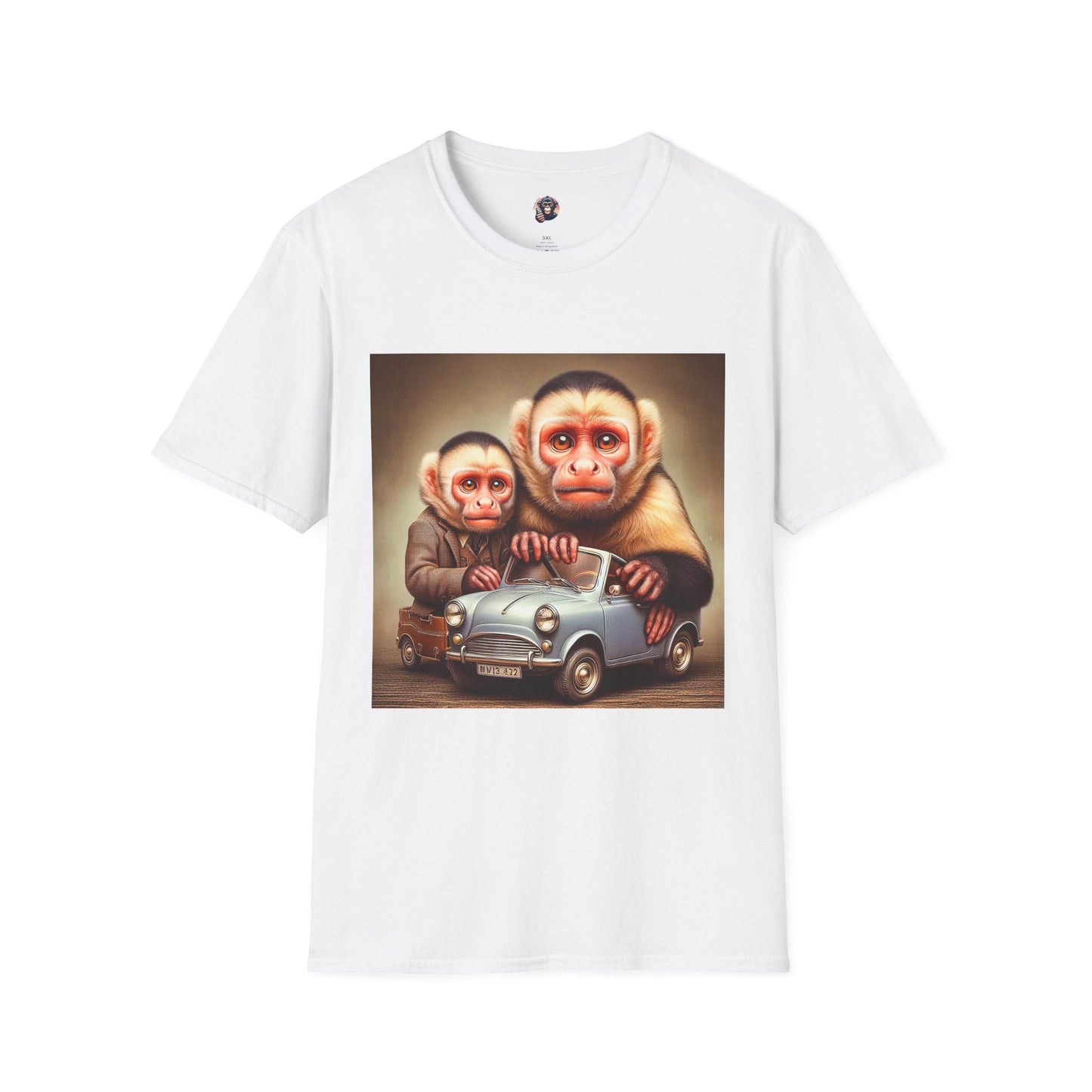 Capuchin friends driving Tee Shirt T-Shirt Printify S White