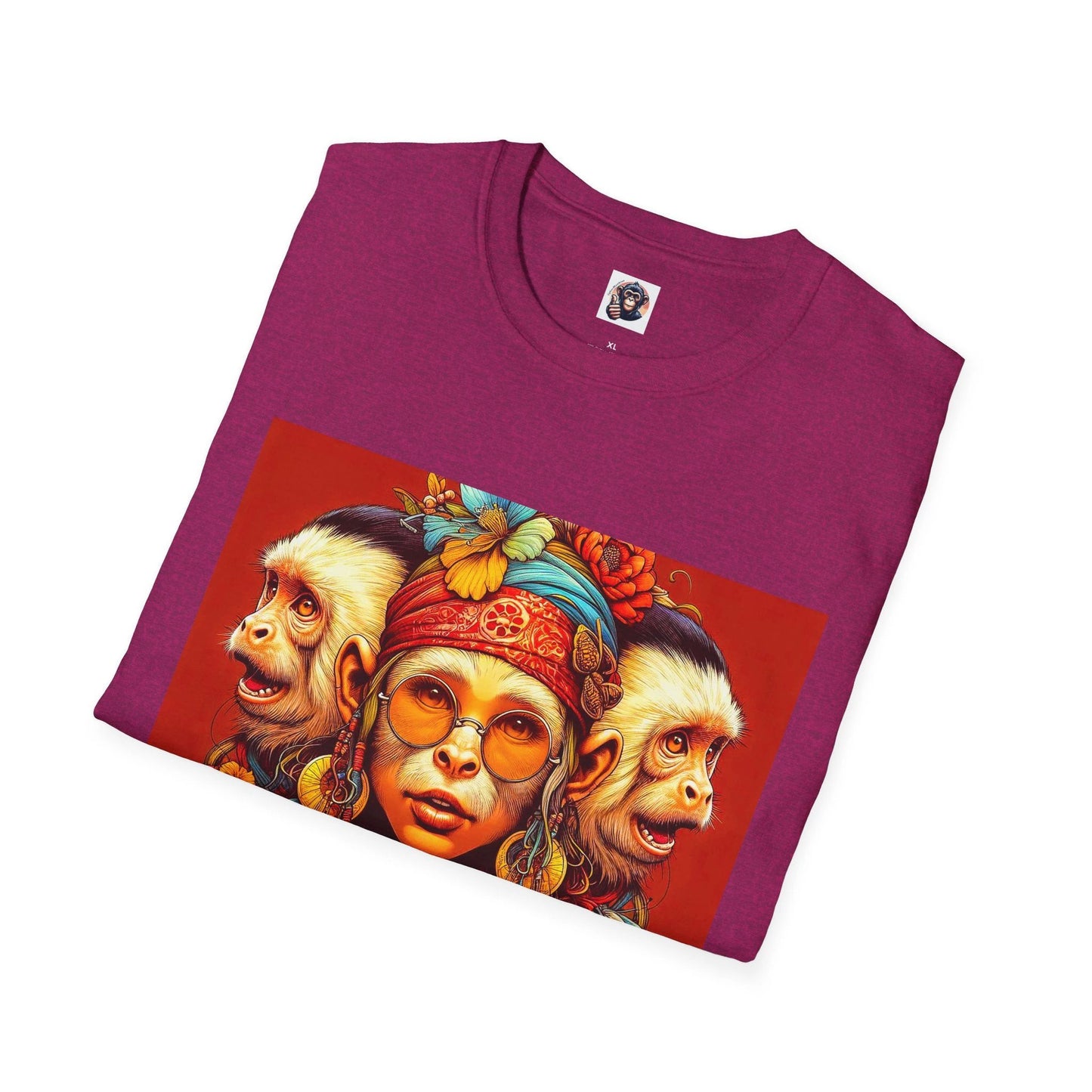 Capuchin Monkey 70s Soul Sister T Shirt Vintage Psychedelic Graphic Tee Unisex Cotton Tee by Printify