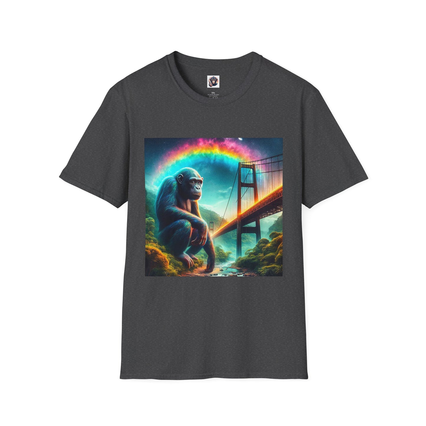 Bonobo rainbow bridge T-Shirt Printify XS Dark Heather