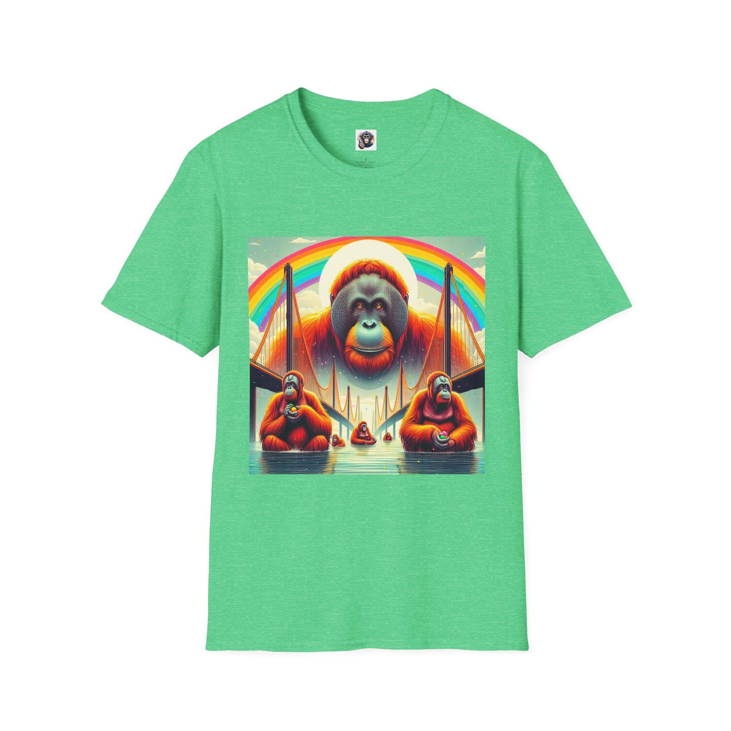 Orangutans rainbow T-Shirt Printify S Heather Irish Green