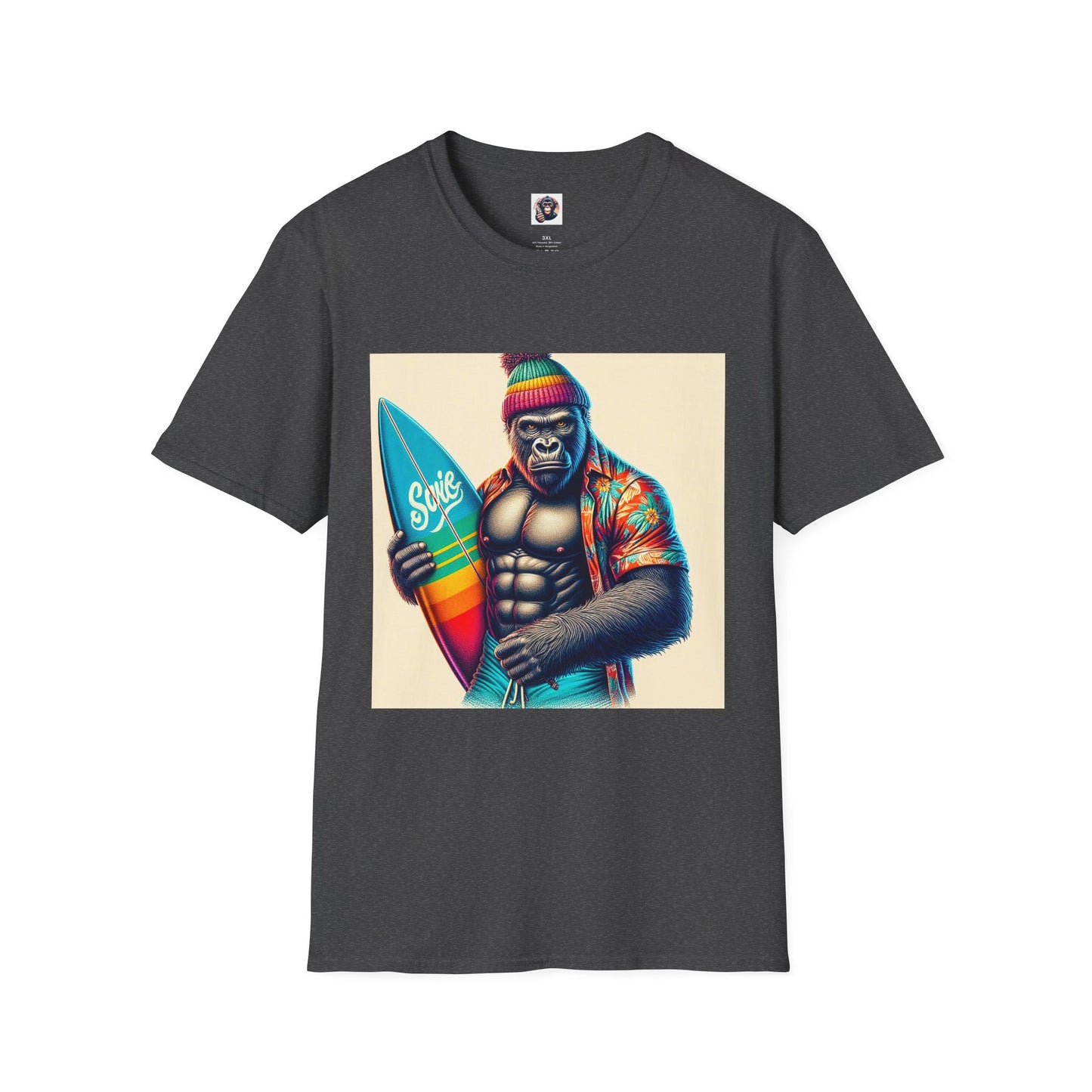 Gorilla angry surfer T-Shirt Printify XS Dark Heather