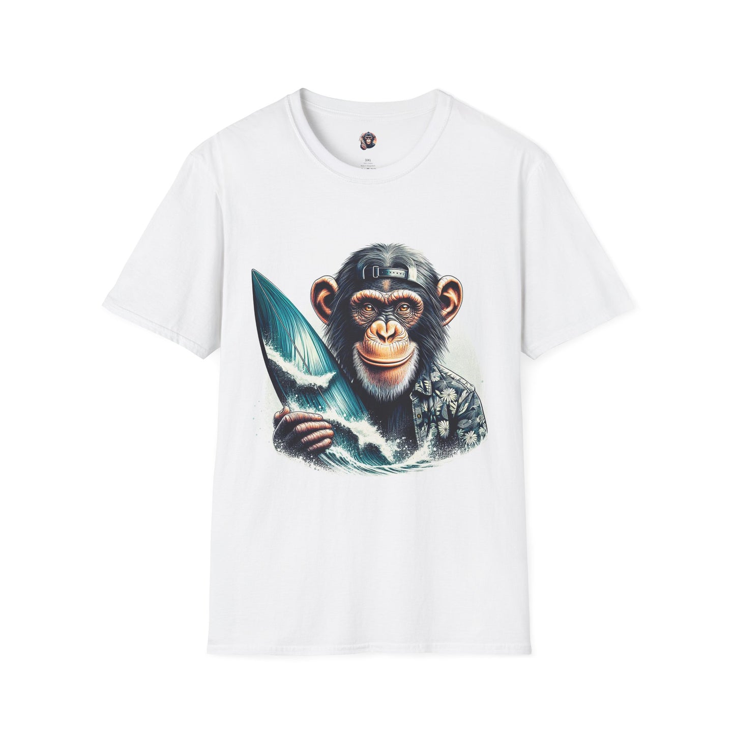 Chimp happt surfer T-Shirt Printify S White