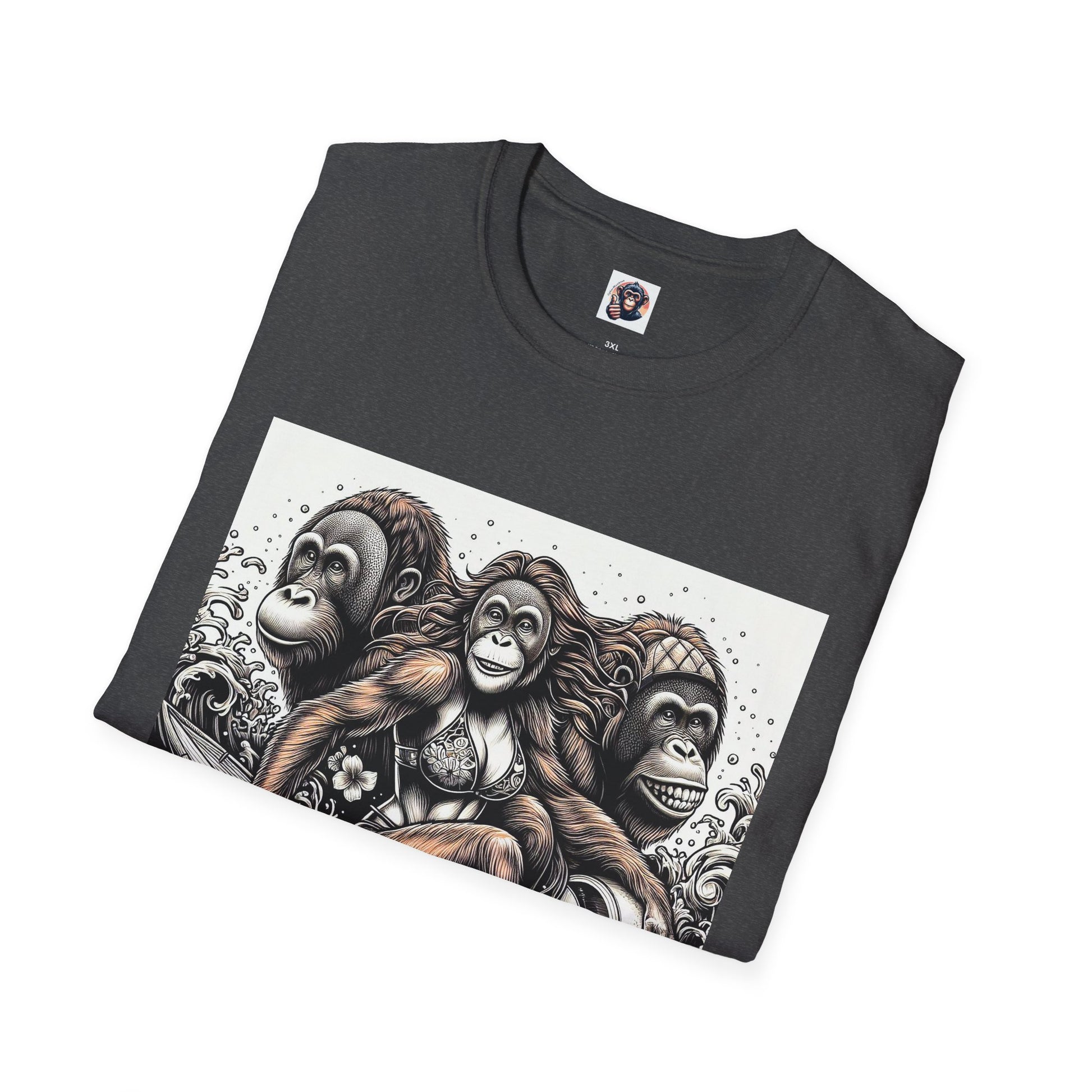 Orangutans surfing queens T-Shirt Printify