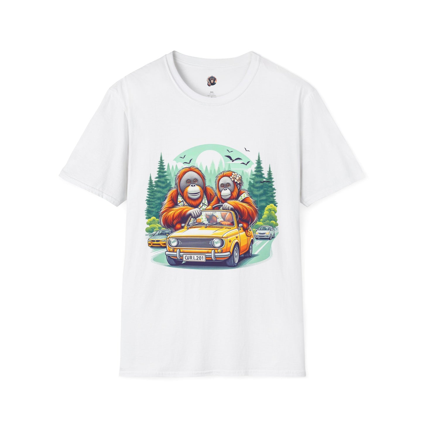 Orangutans car ride T-Shirt Printify S White
