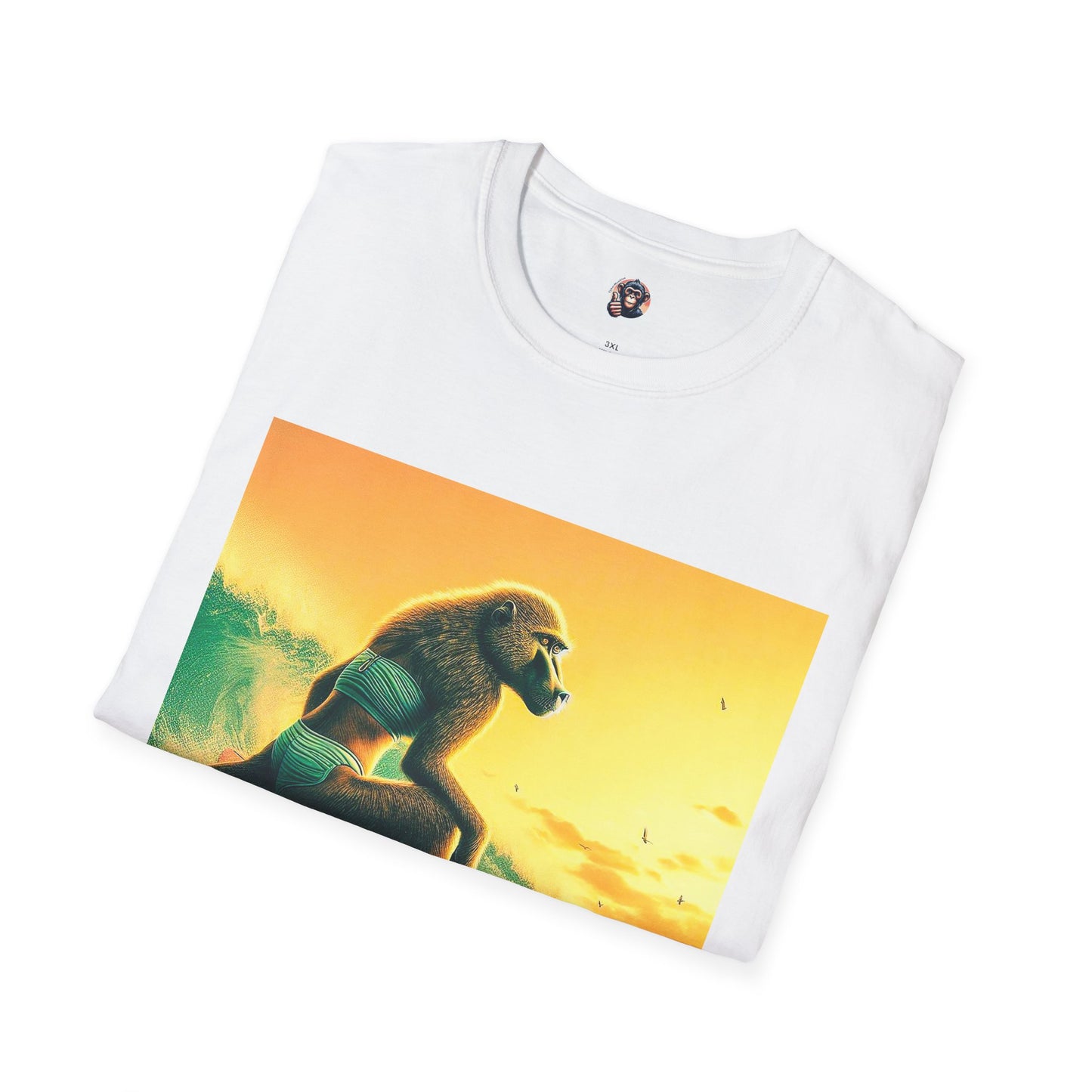 Baboon surfing T-Shirt Printify