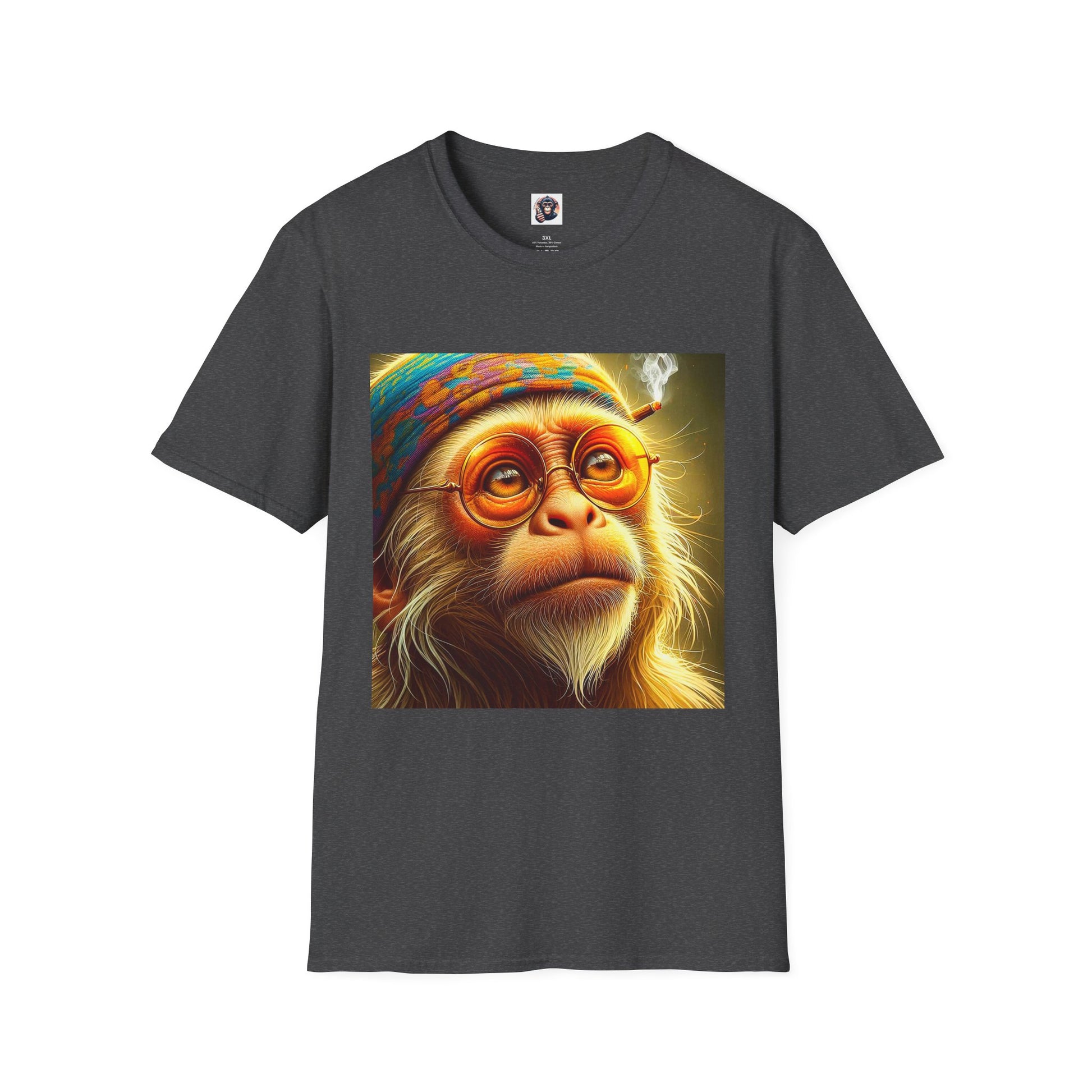 Capuchin Monkey old man shirt T-Shirt Printify XS Dark Heather