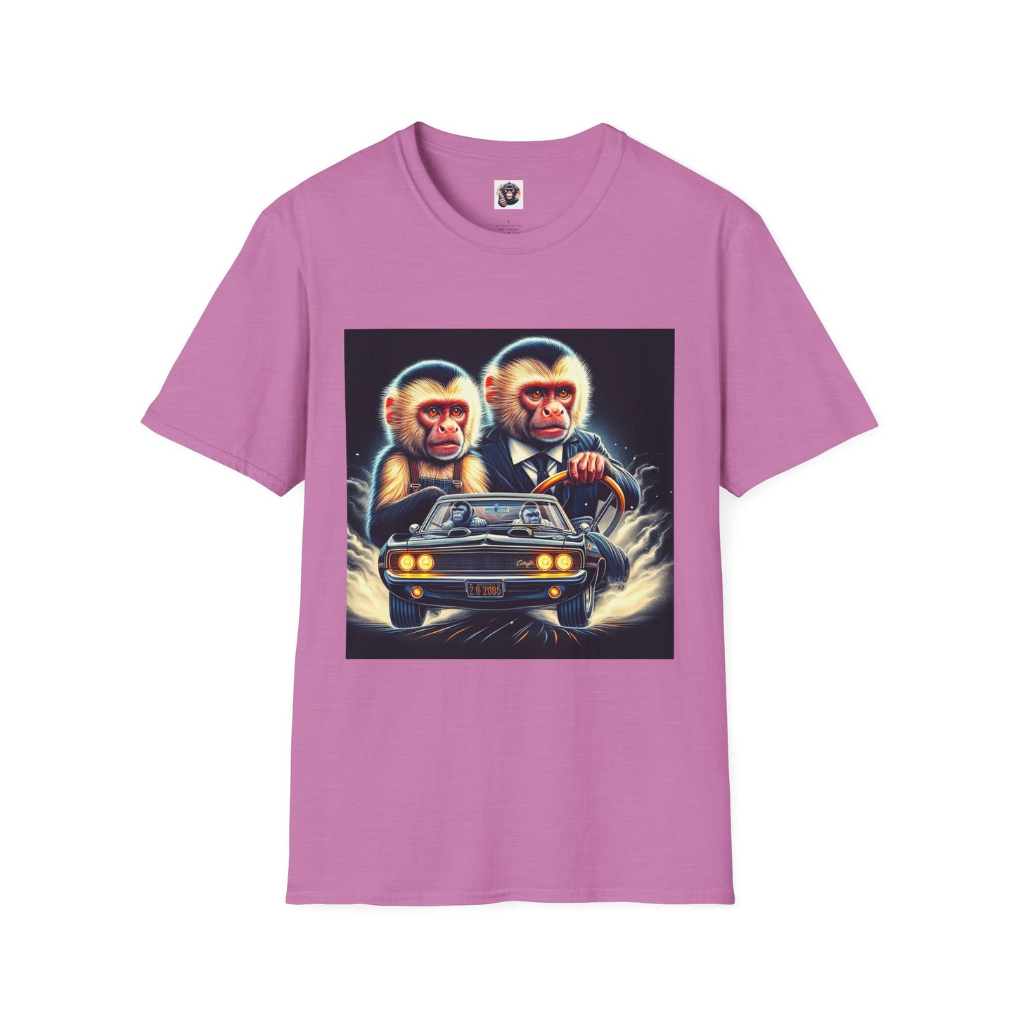 Wacky Capuchin Monkey men in black shirt T-Shirt Printify S Heather Radiant Orchid