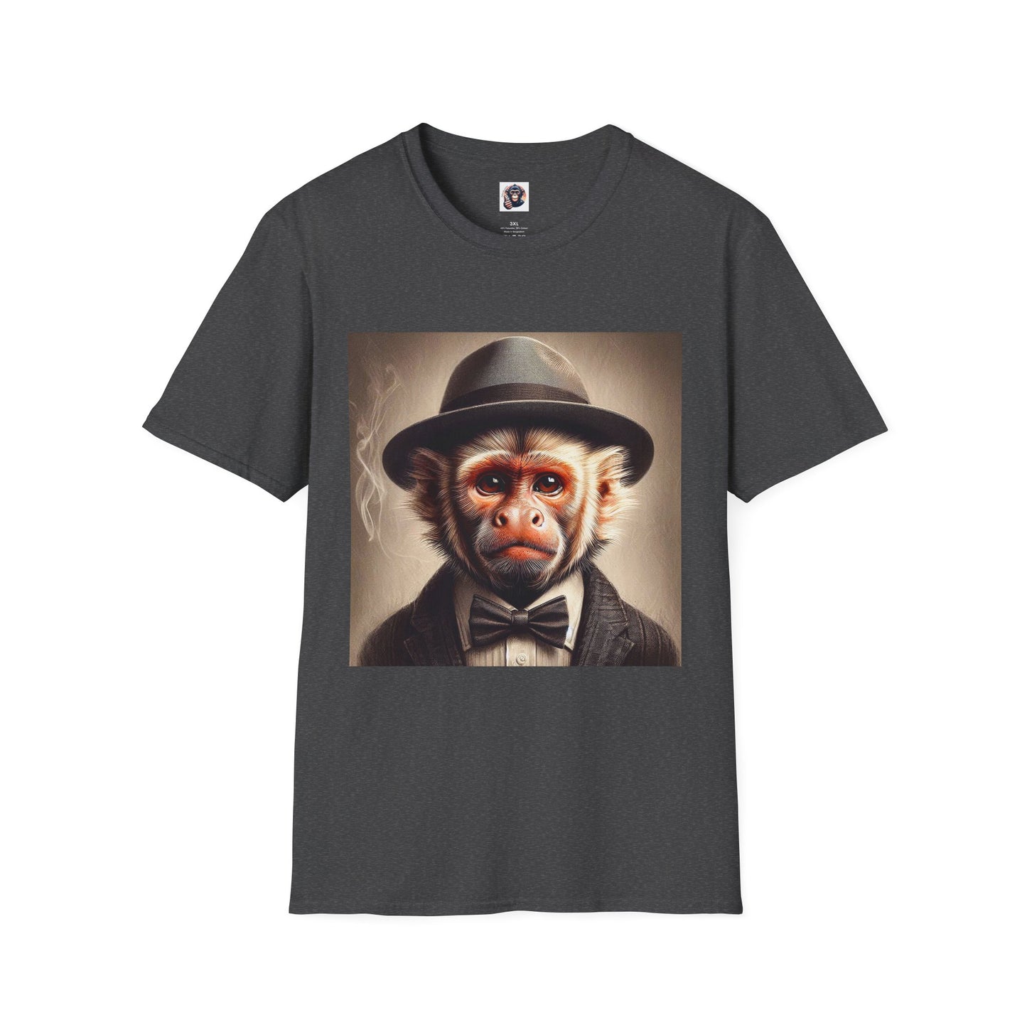 Capuchin Monkey suit and tie shirt T-Shirt Printify XS Dark Heather