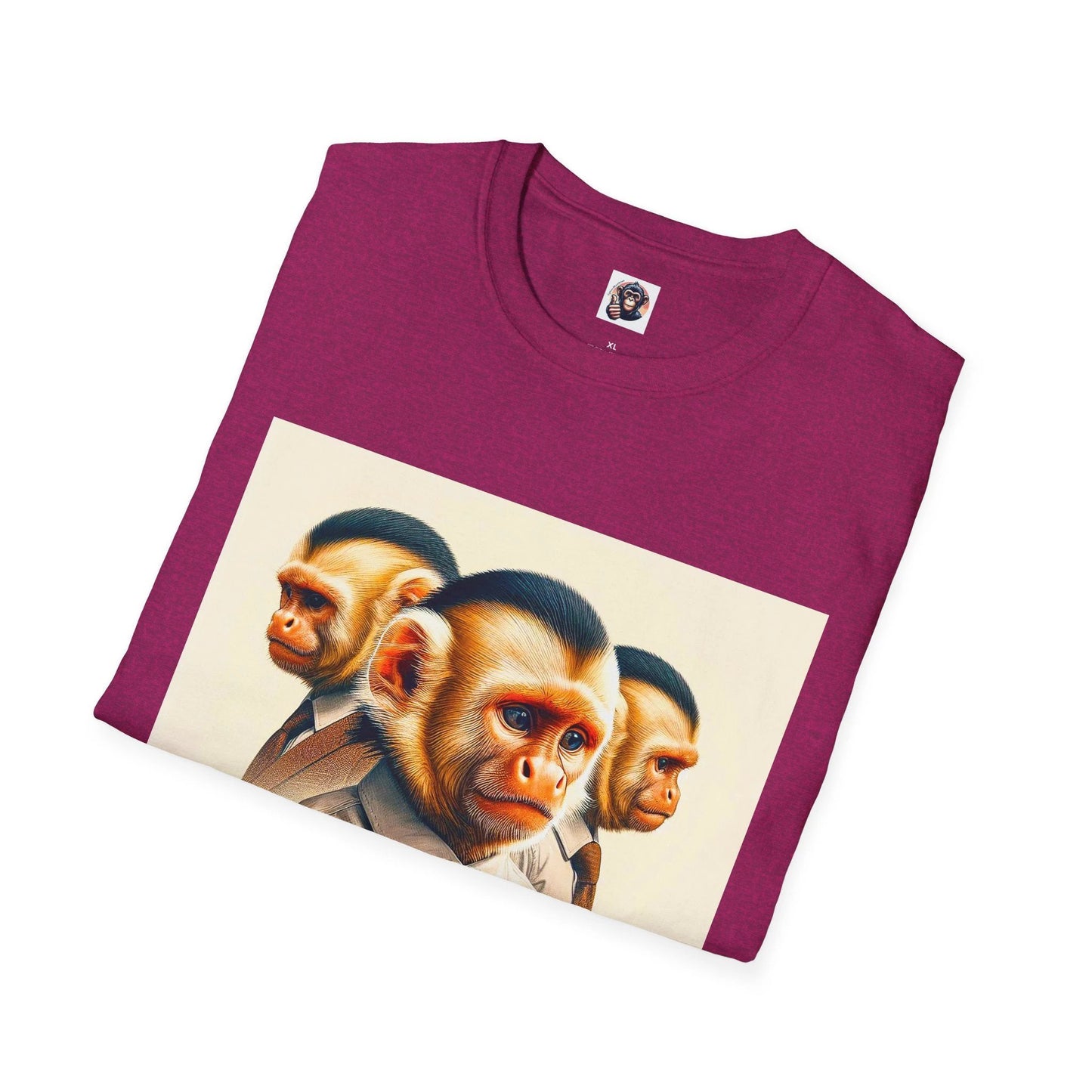 Capuchin Monkey Business Portrait T Shirt for Men Cozy Cotton Crew Neck Graphic Tee by Printify