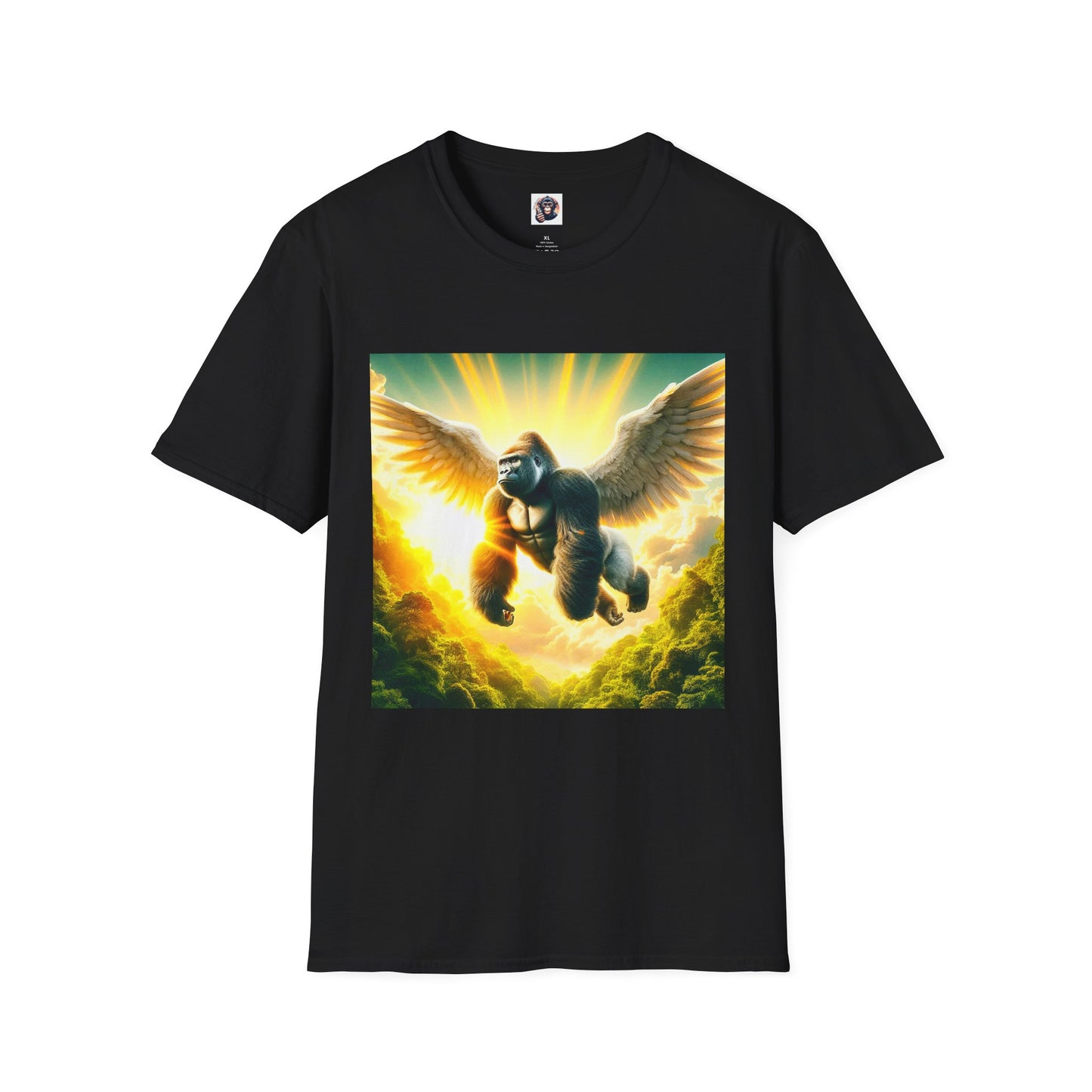Gorilla flying T-Shirt Printify XS Black