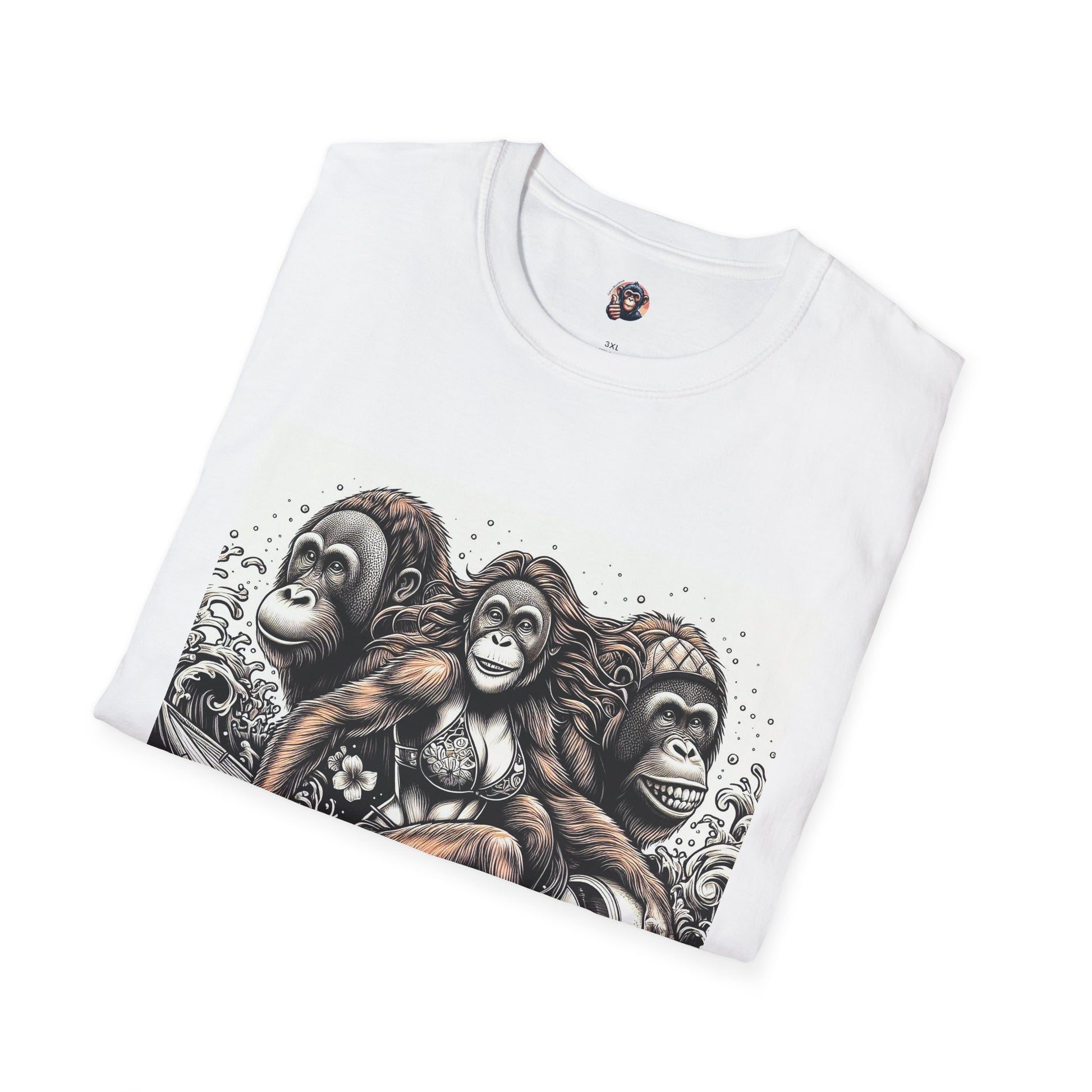 Orangutans surfing queens T-Shirt Printify