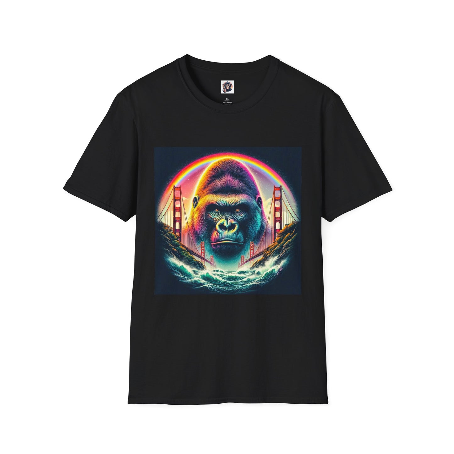 Gorilla rainbow ocean T-Shirt Printify XS Black