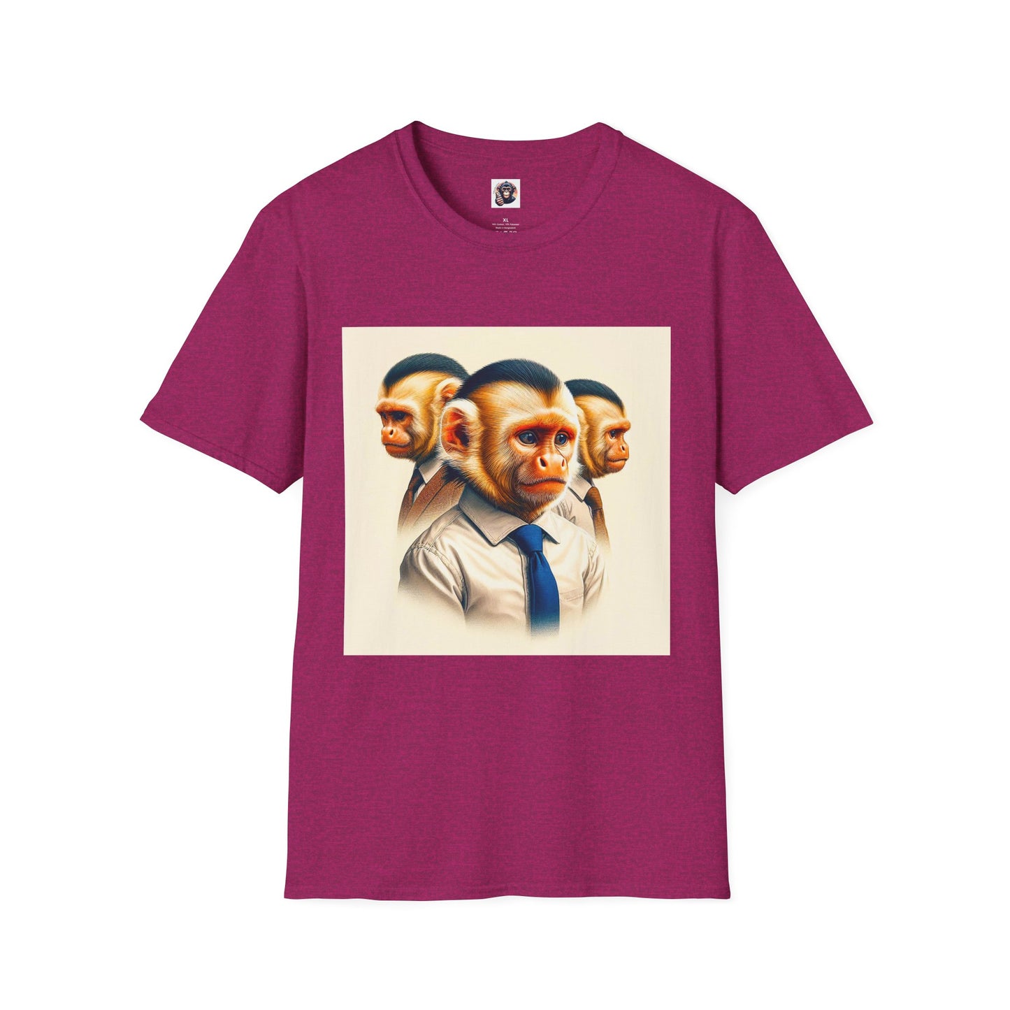 Capuchin Monkey business men T-Shirt Printify S Antique Heliconia