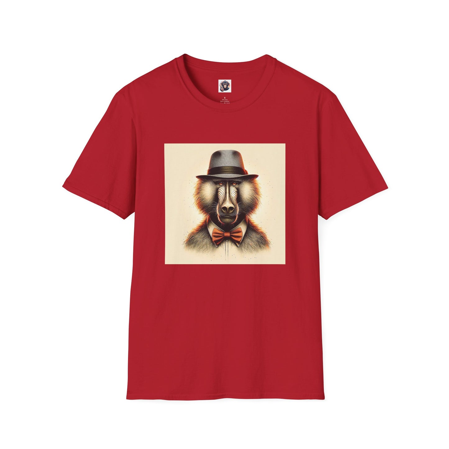 Baboon bow tie cutie T-Shirt Printify S Cherry Red