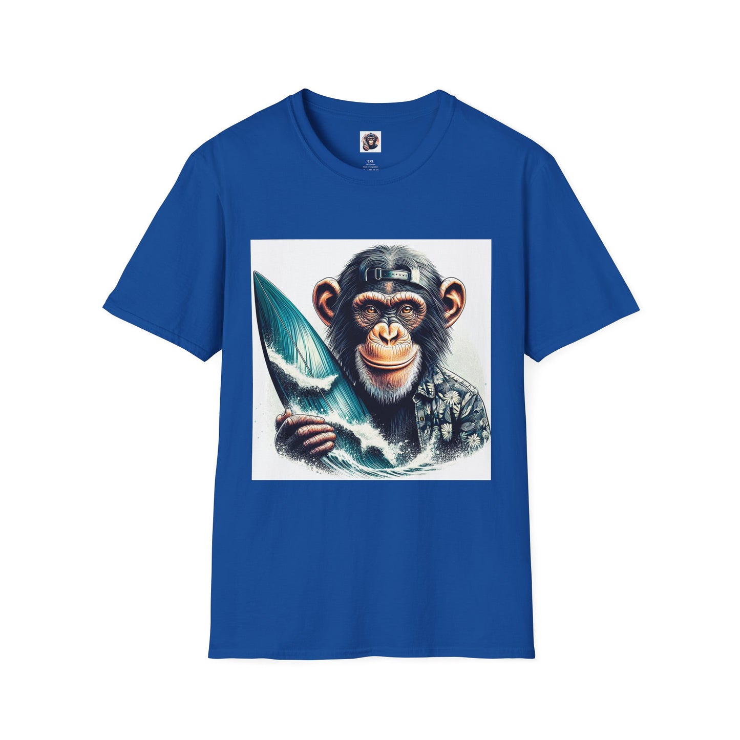 Chimp happt surfer T-Shirt Printify XS Royal