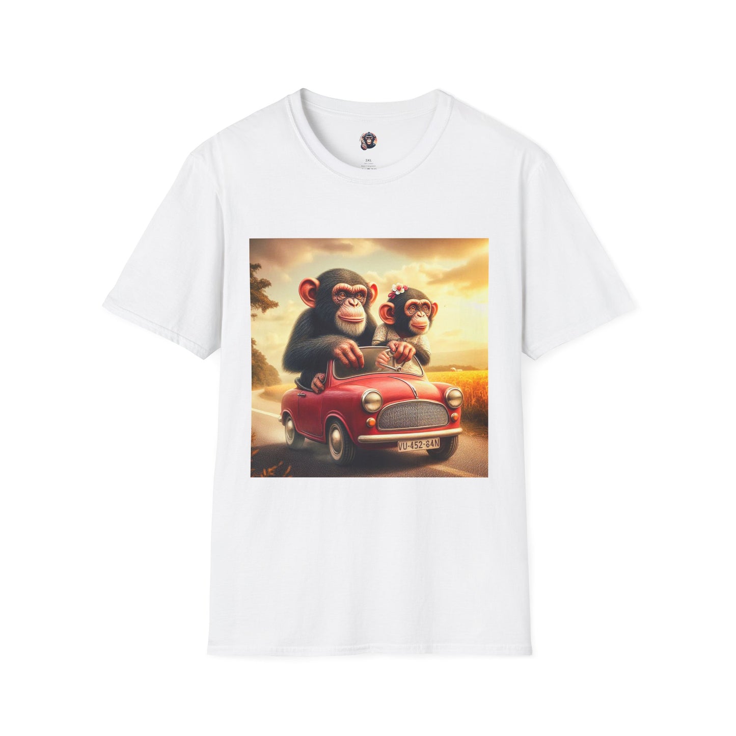 Wacky Chimp tiny car T-Shirt Printify XS White