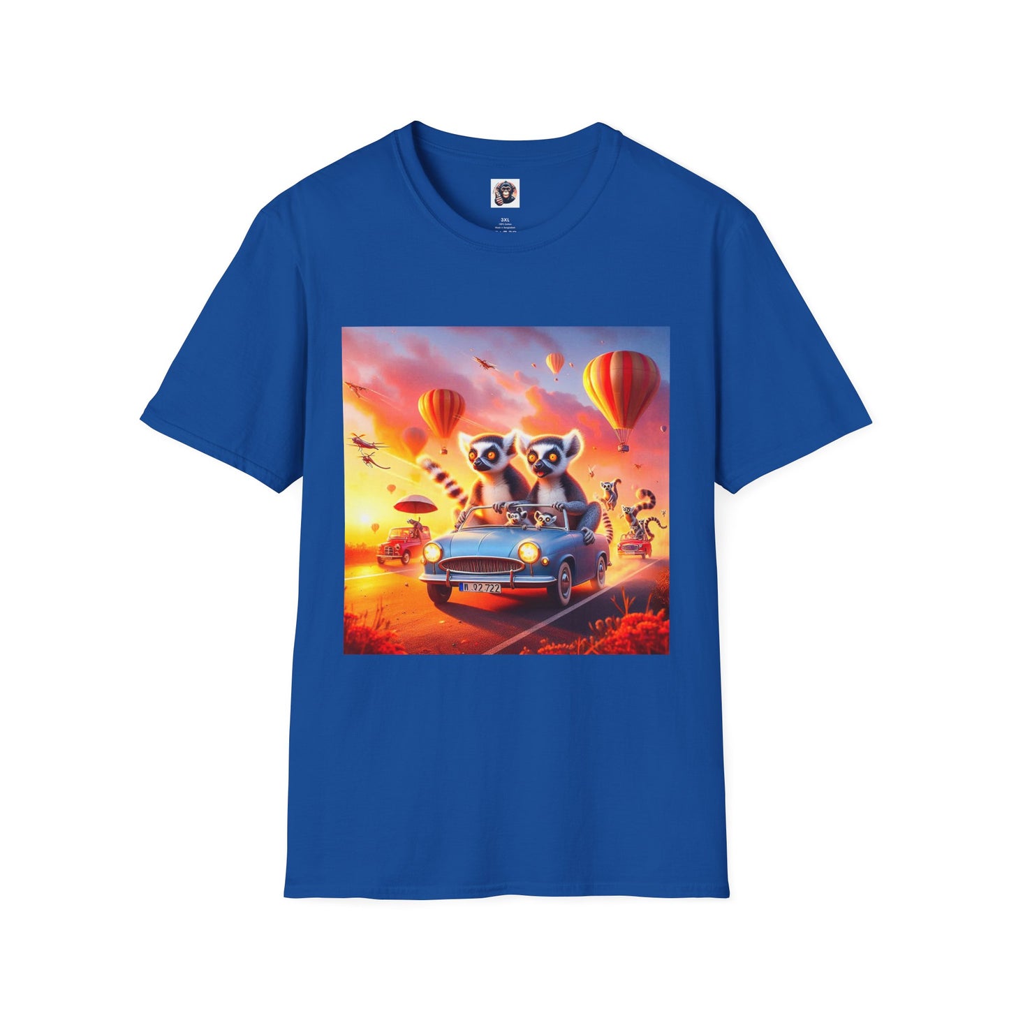 Wacky Lemurs hot air balloon T-Shirt Printify XS Royal