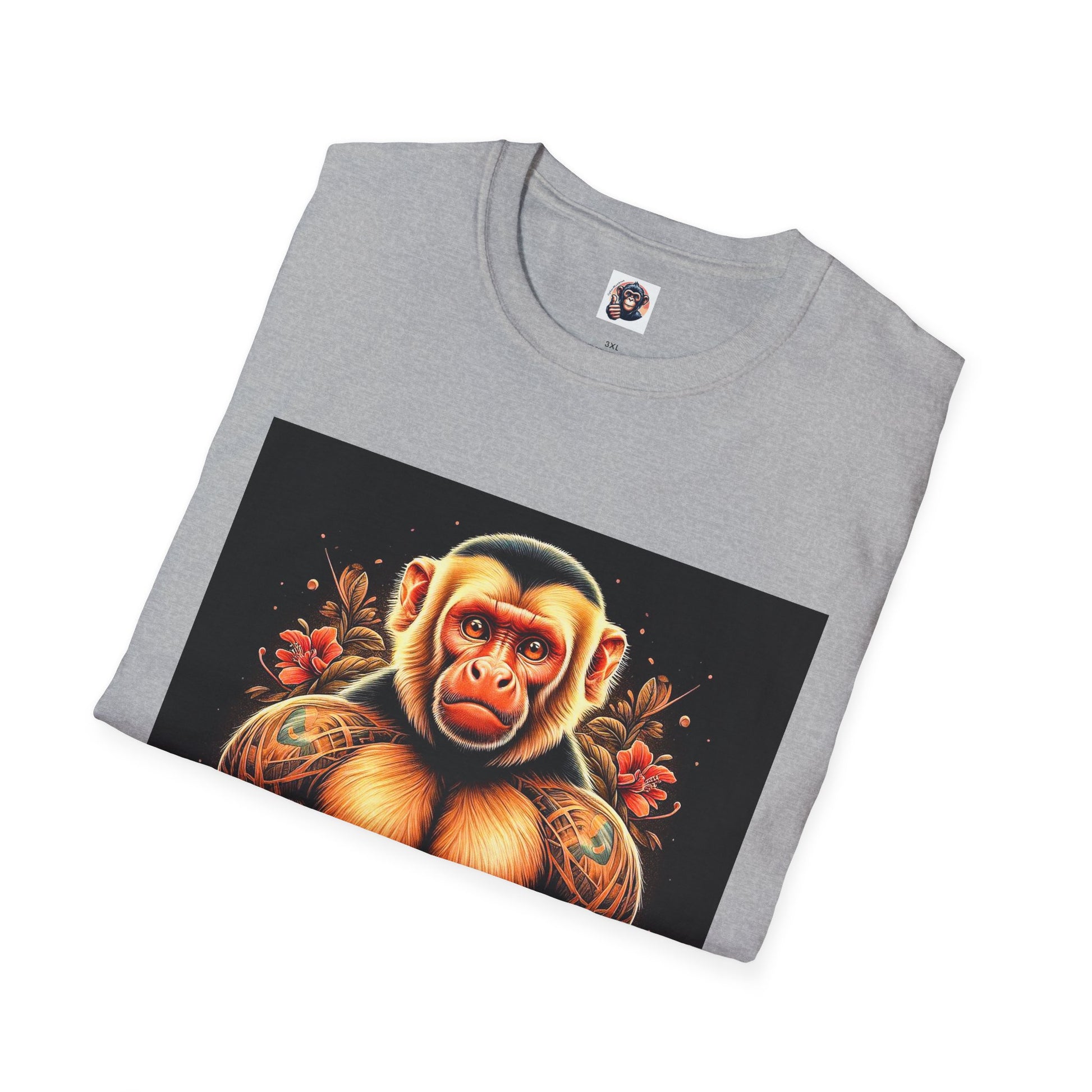 Capuchin Monkey tough muscle man shirt T-Shirt Printify