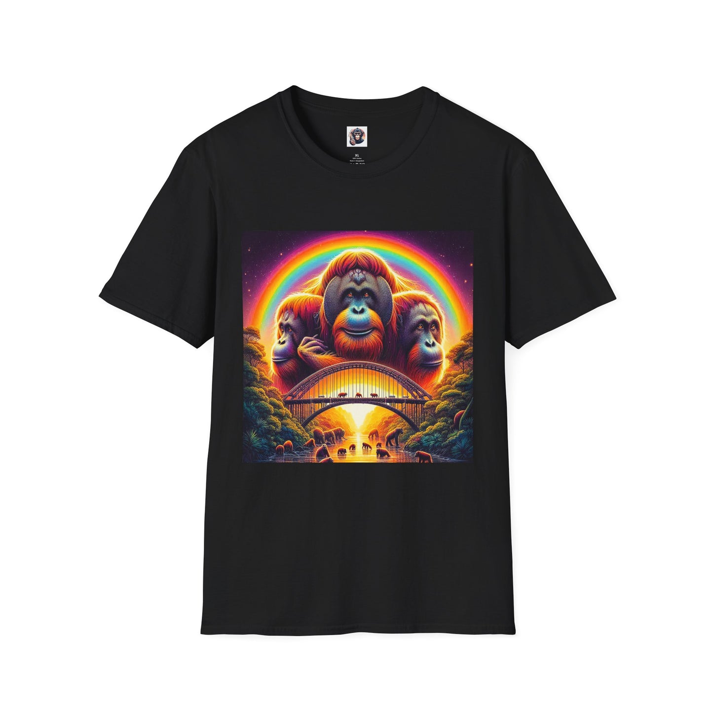 Orangutans rainbow bridge T-Shirt Printify XS Black