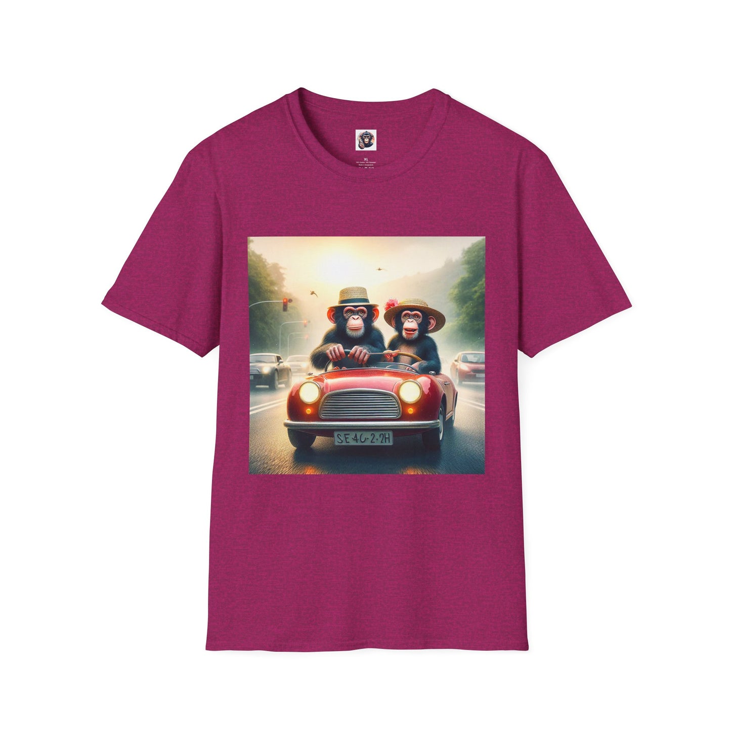 Wacky Chimp red car T-Shirt Printify S Antique Heliconia