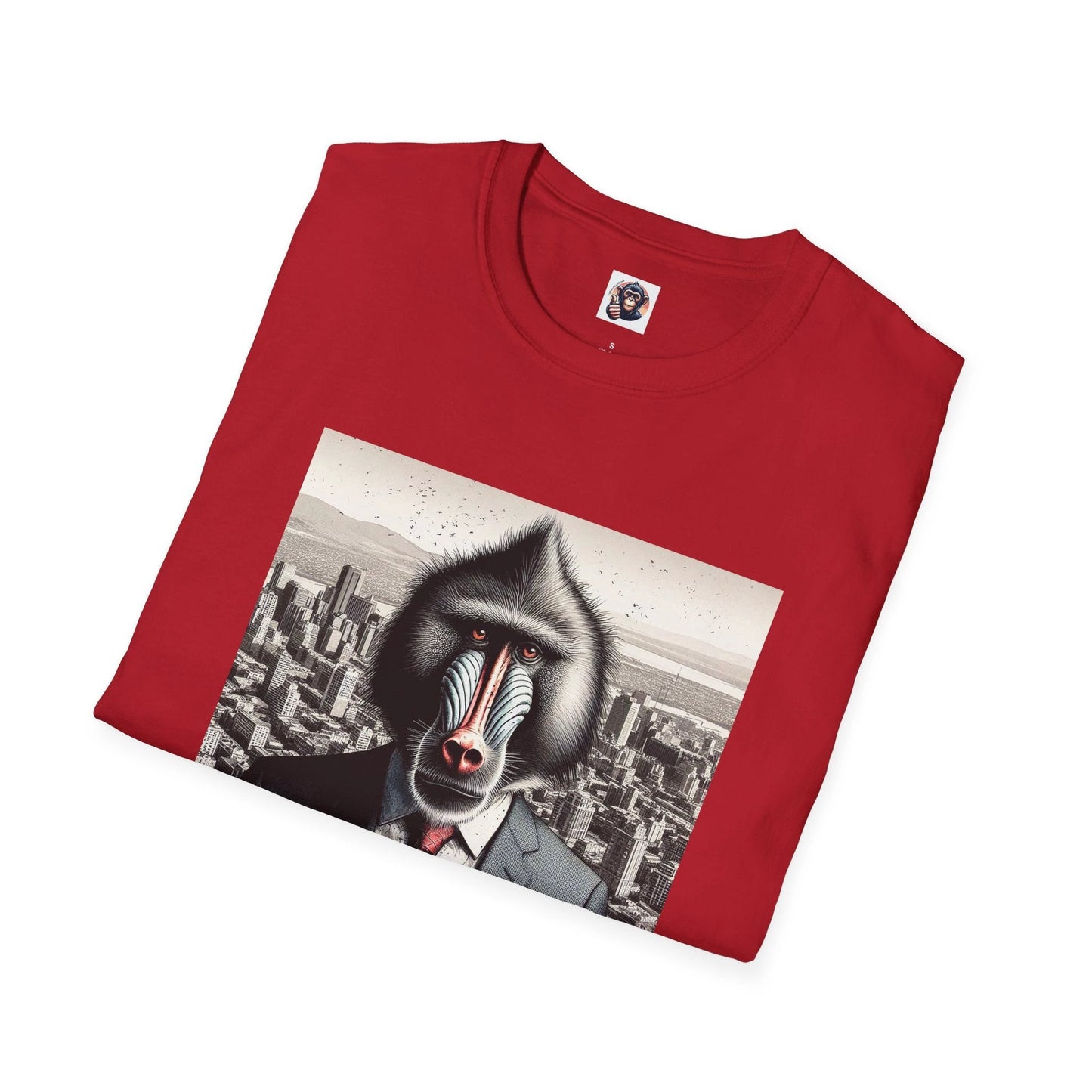 Baboon Business Professional T Shirt With Cityscape Artwork Bold Wildlife Fashion Tee by Printify