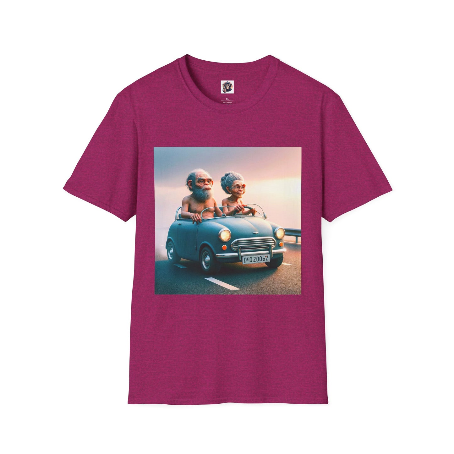 Wacky Homo Sapiens blue car T-Shirt Printify S Antique Heliconia