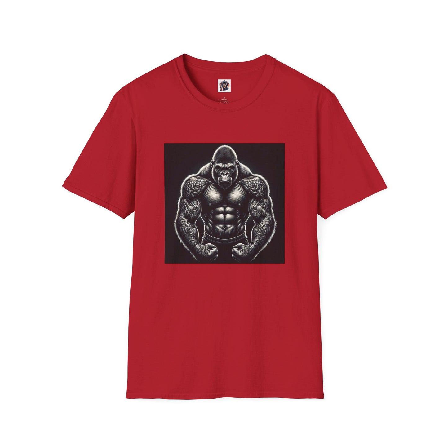 Gorilla muscles man T-Shirt Printify S Cherry Red