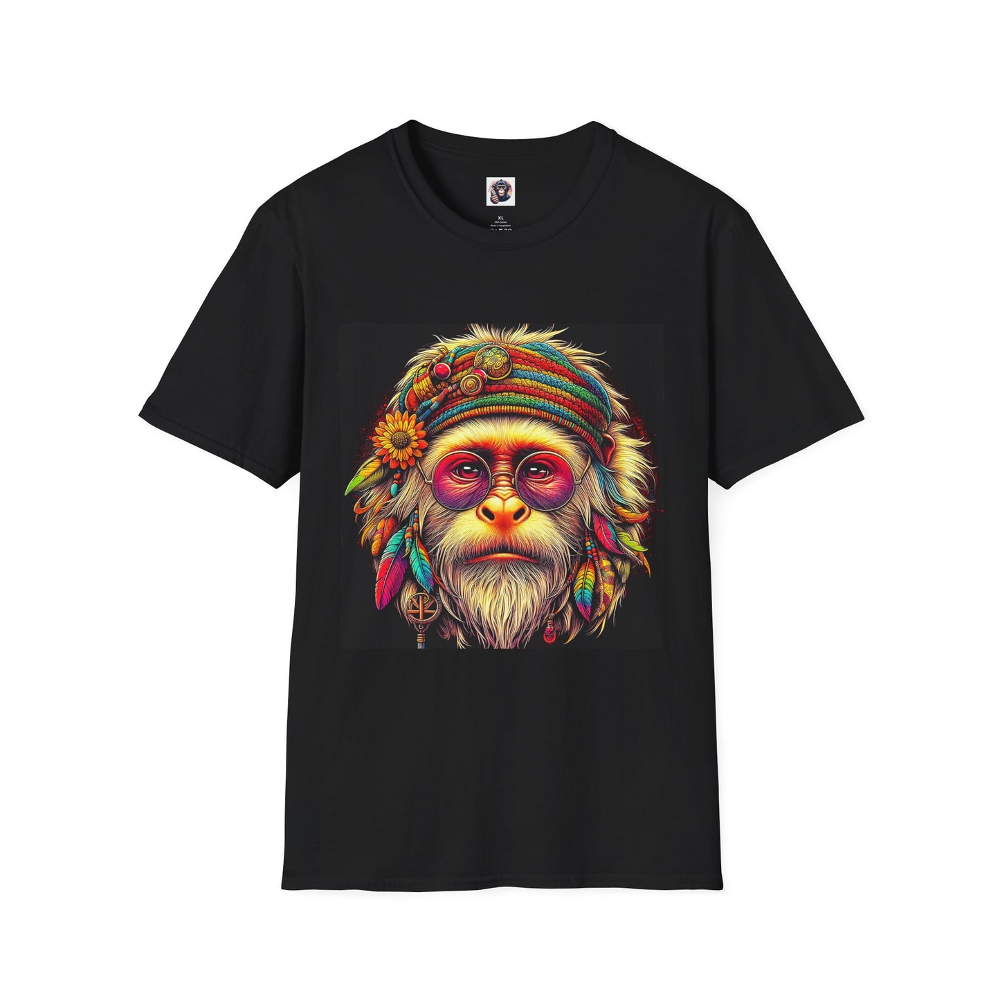 Capuchin Monkey 70s hippie T-Shirt Printify XS Black