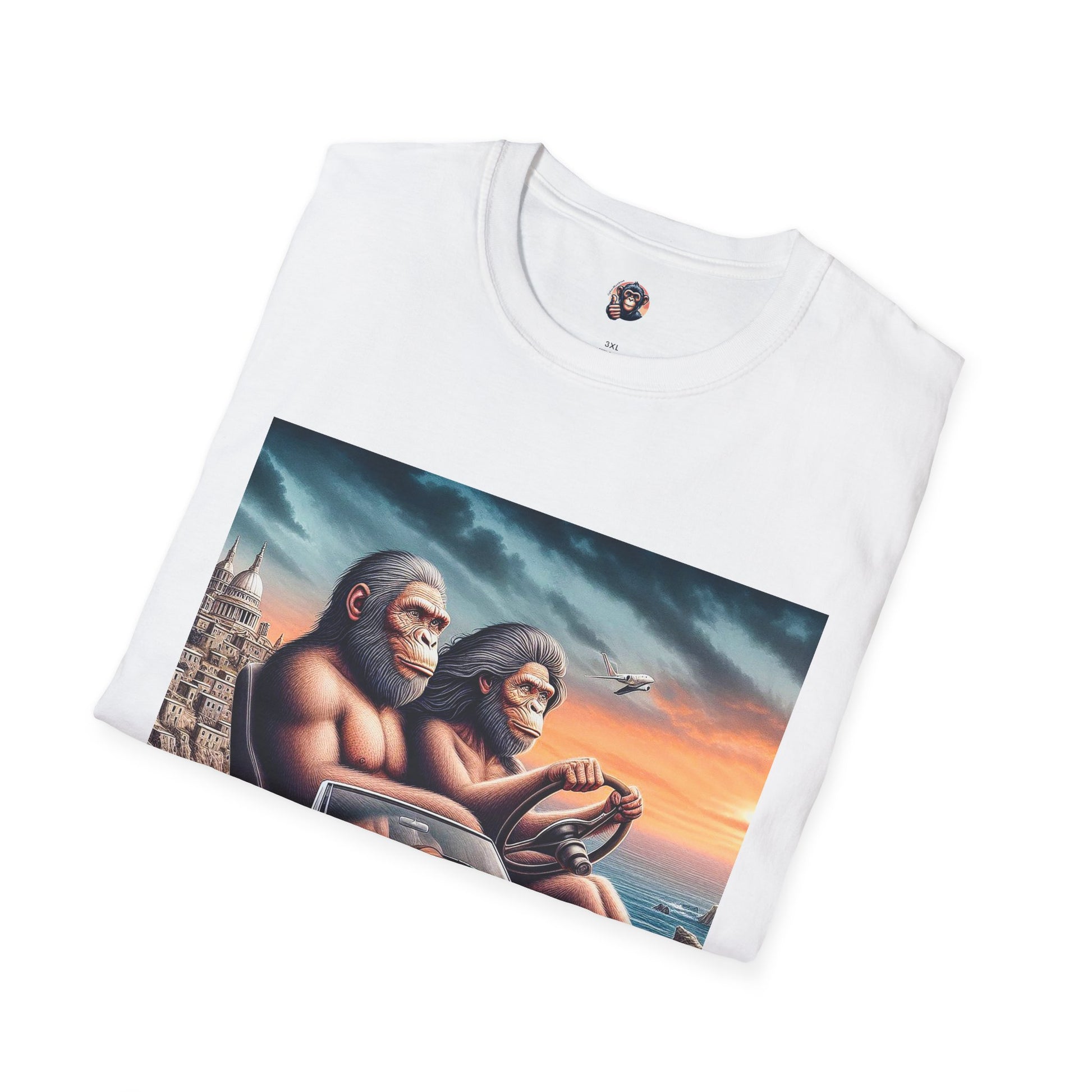 Wacky Homo Sapiens sunset driving T-Shirt Printify