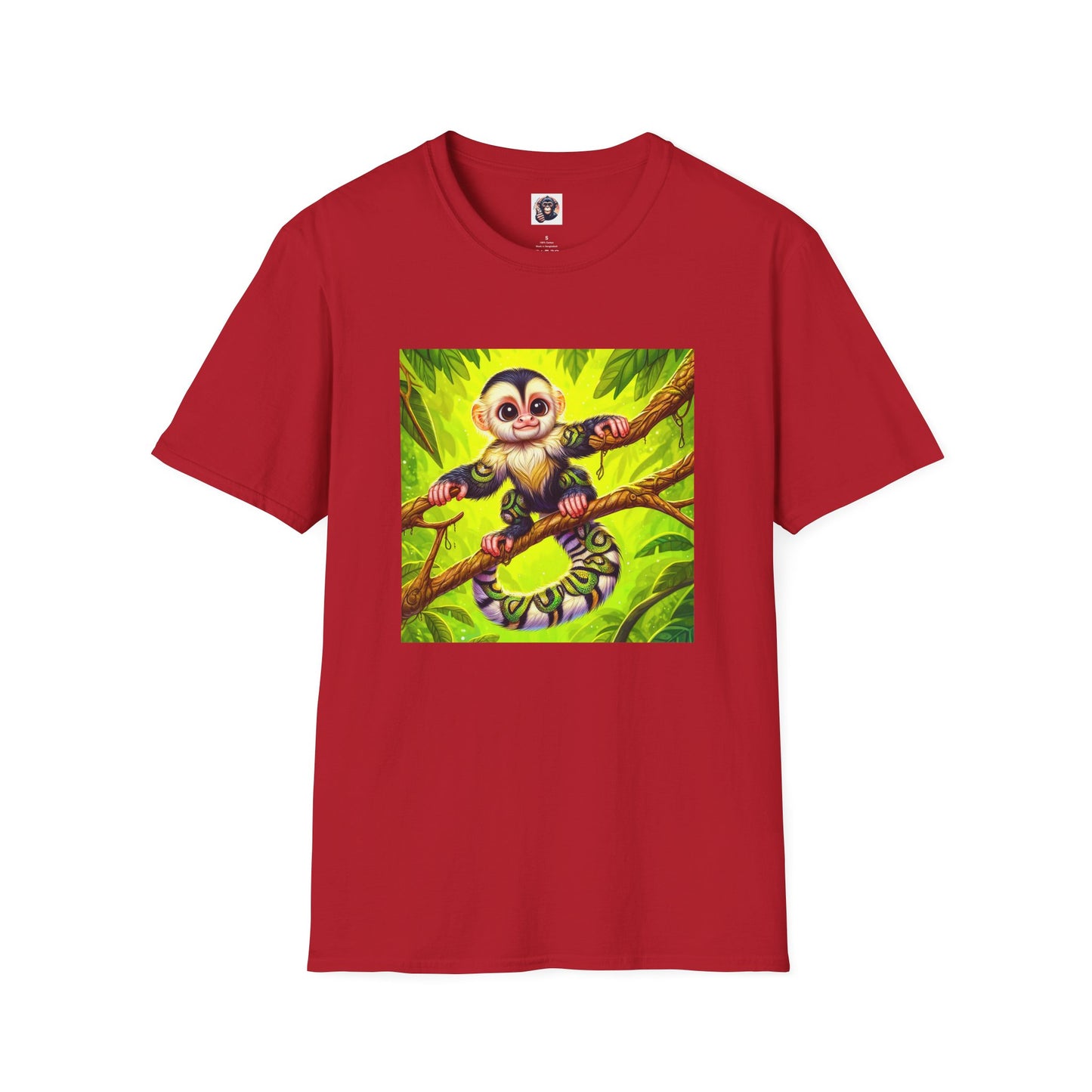 Capuchin Monkey jungle T-Shirt T-Shirt Printify S Cherry Red