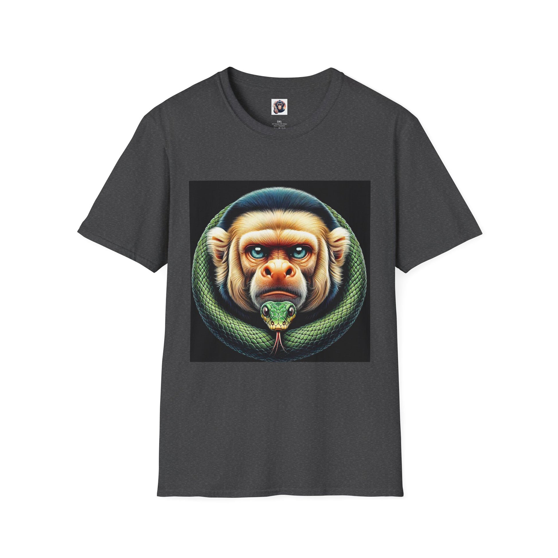 Capuchin Monkey snake man shirt T-Shirt Printify XS Dark Heather
