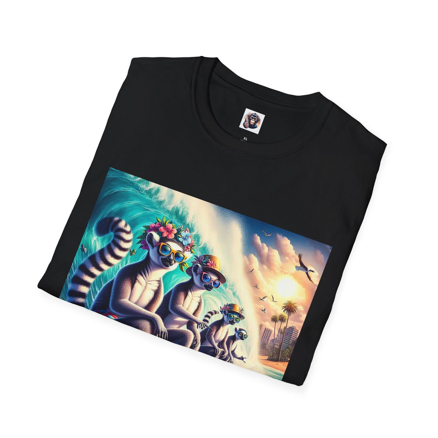 Lemurs surfing fun T-Shirt Printify