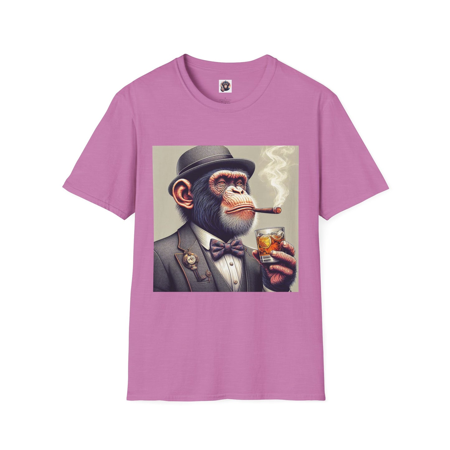 Chimp smoking shirt T-Shirt Printify S Heather Radiant Orchid