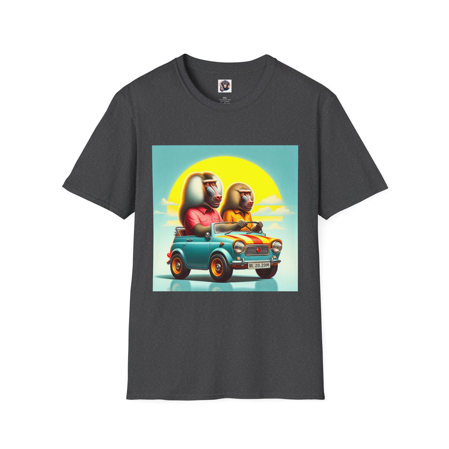 Wacky Baboon couple driving T-Shirt Printify XS Dark Heather