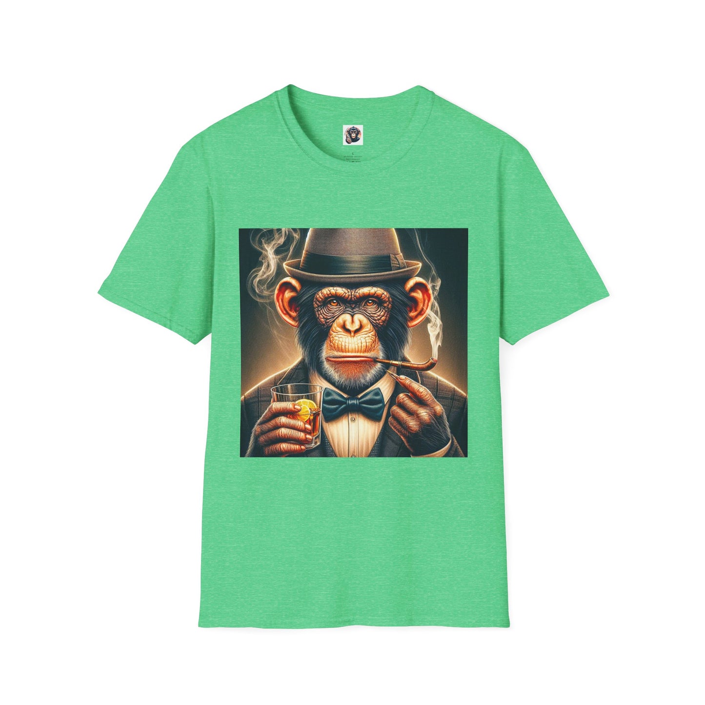 Chimp whiskey and cigars T-Shirt Printify S Heather Irish Green