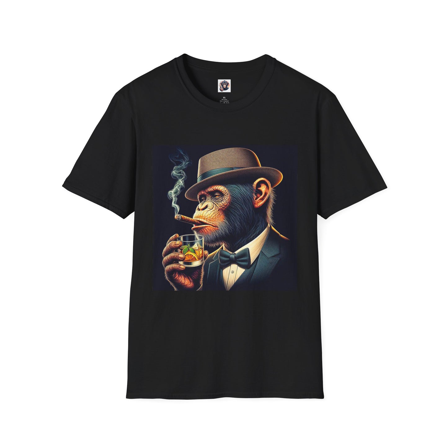 Bonobo cigars and whiskey T-Shirt Printify XS Black